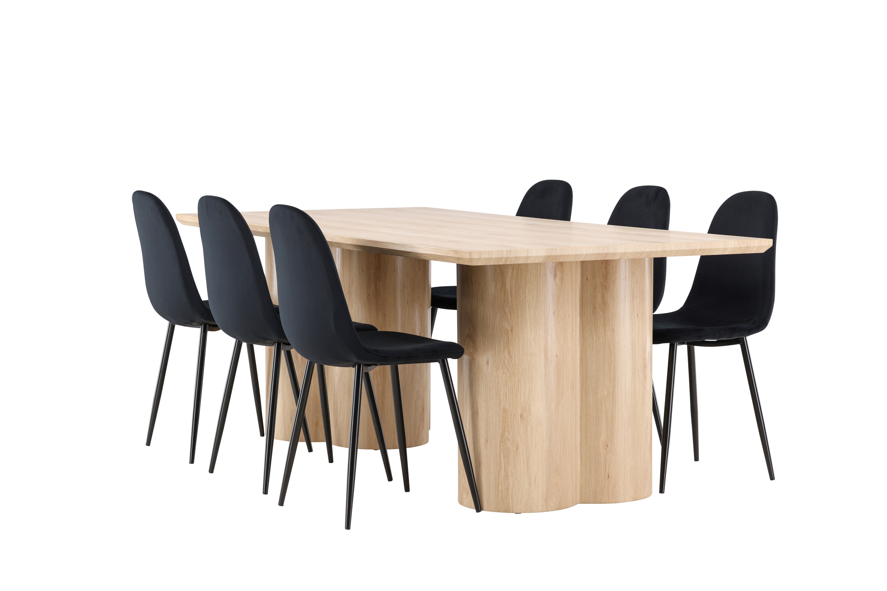 Olivia, Polar ensemble repas rectangulaire naturel, noir sur fond clair