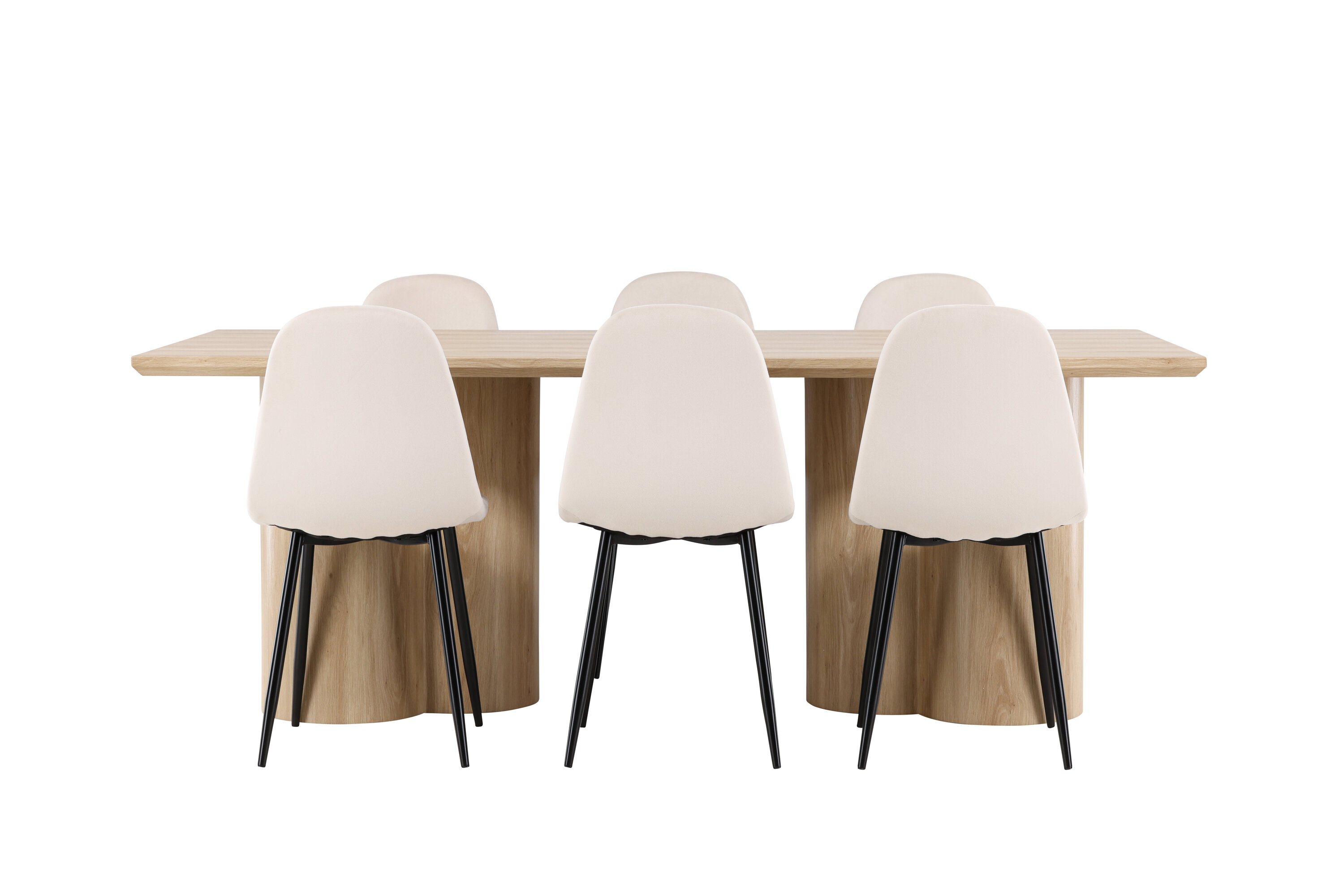 Olivia, Polar ensemble repas rectangulaire naturel, beige, noir sur fond clair