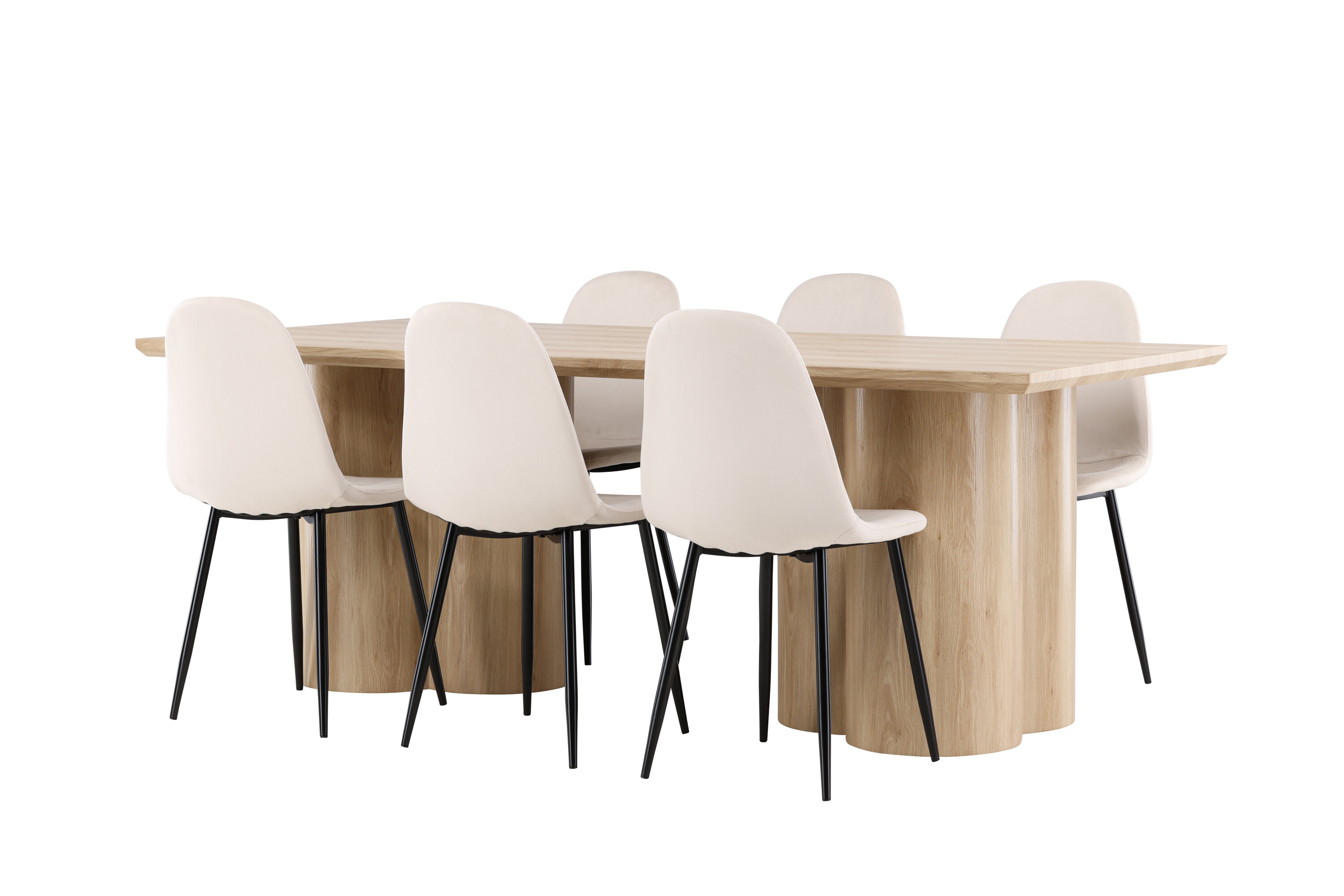 Olivia, Polar ensemble repas rectangulaire naturel, beige, noir sur fond clair