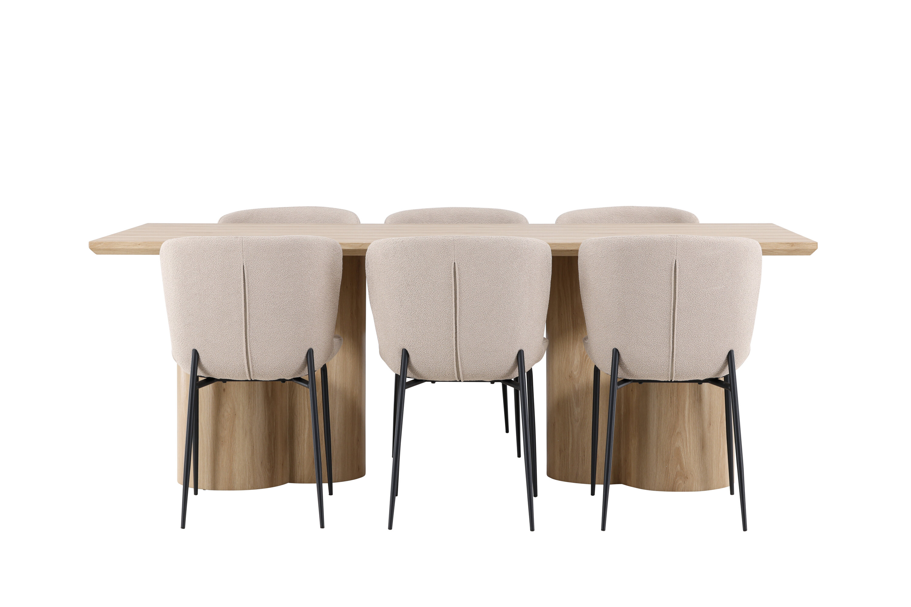 Olivia, Modesto ensemble repas rectangulaire naturel, beige, noir sur fond clair