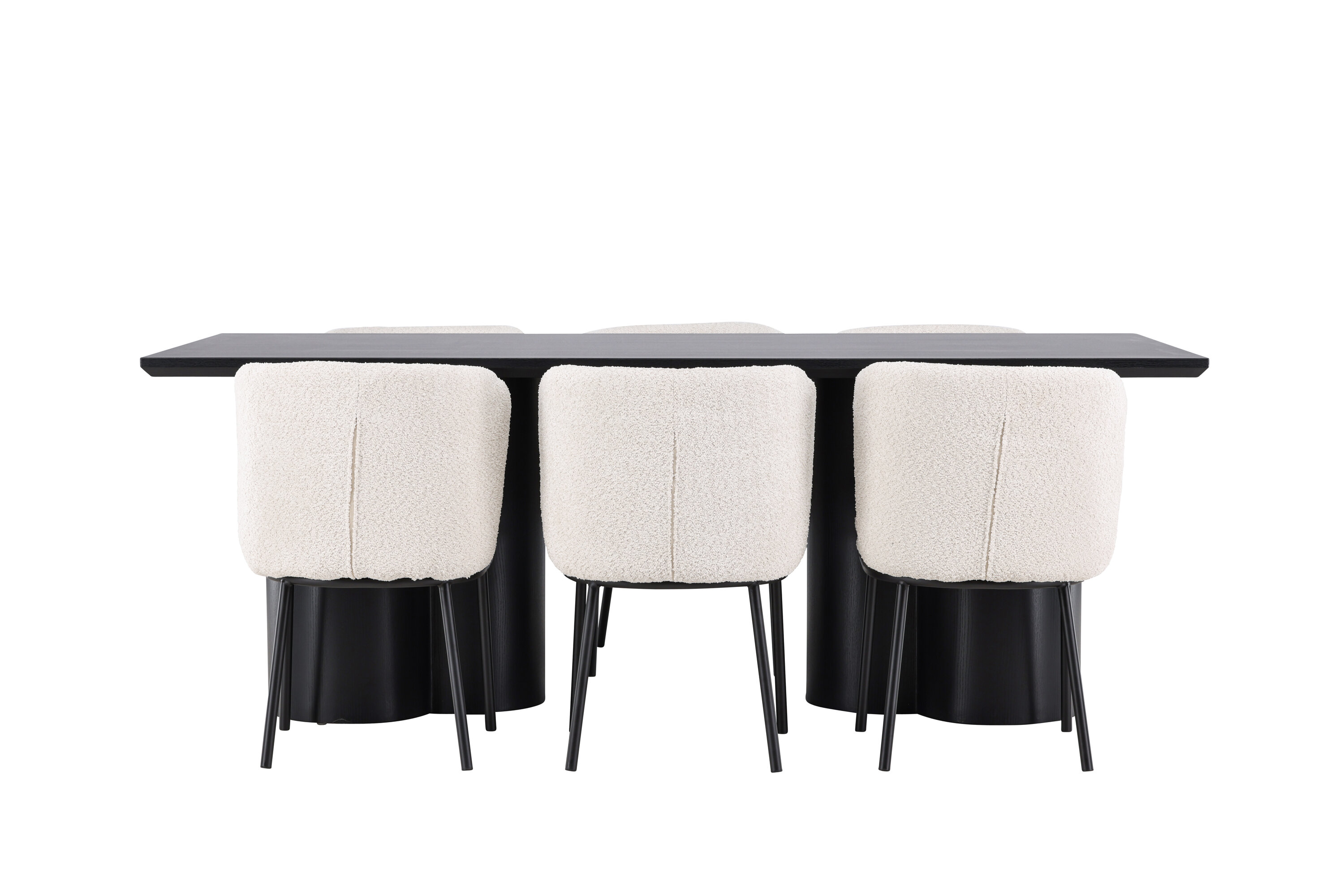 Olivia, Agnes ensemble repas rectangulaire noir, blanc sur fond clair