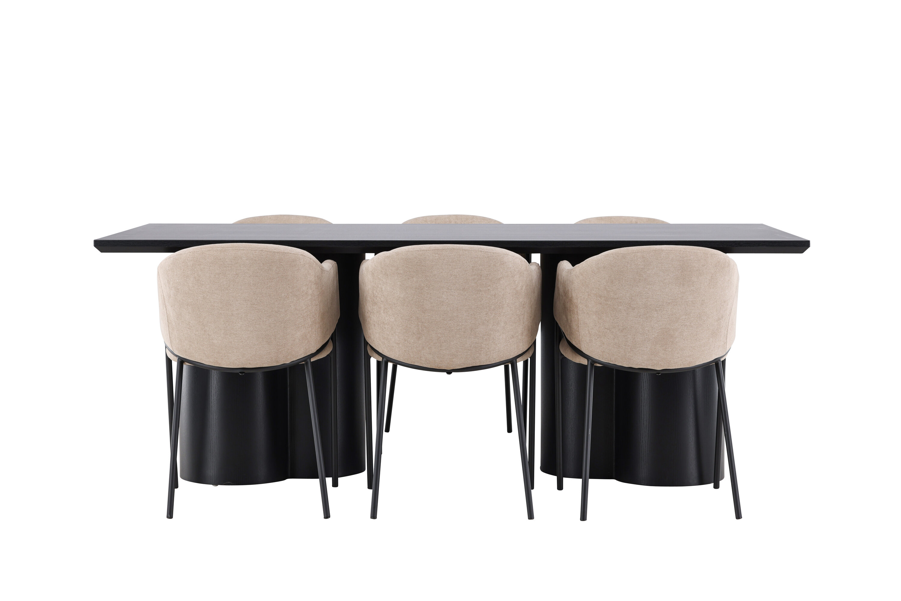 Olivia, Evelina ensemble repas rectangulaire noir, beige sur fond clair