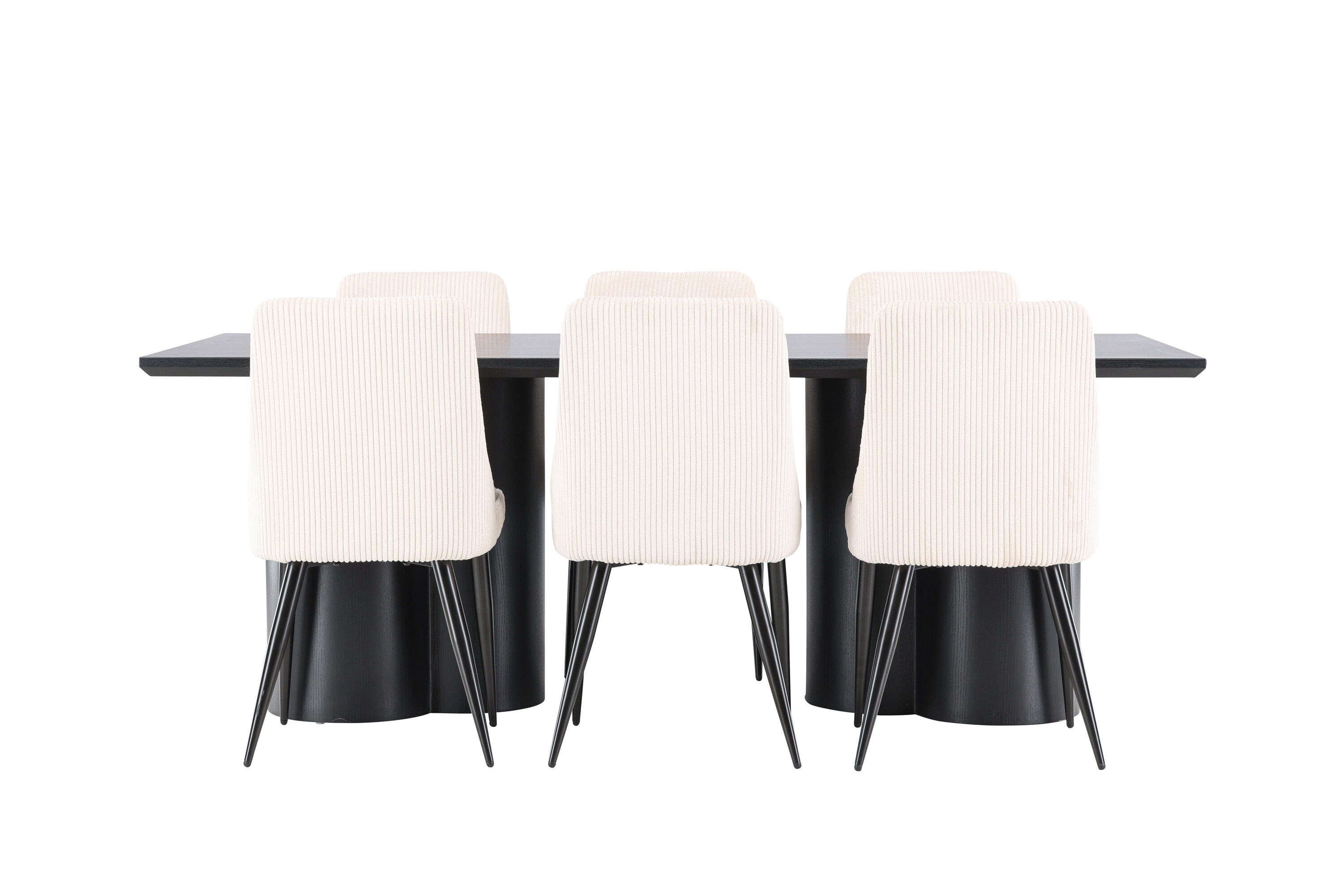 Olivia, Leone ensemble repas rectangulaire noir, beige sur fond clair