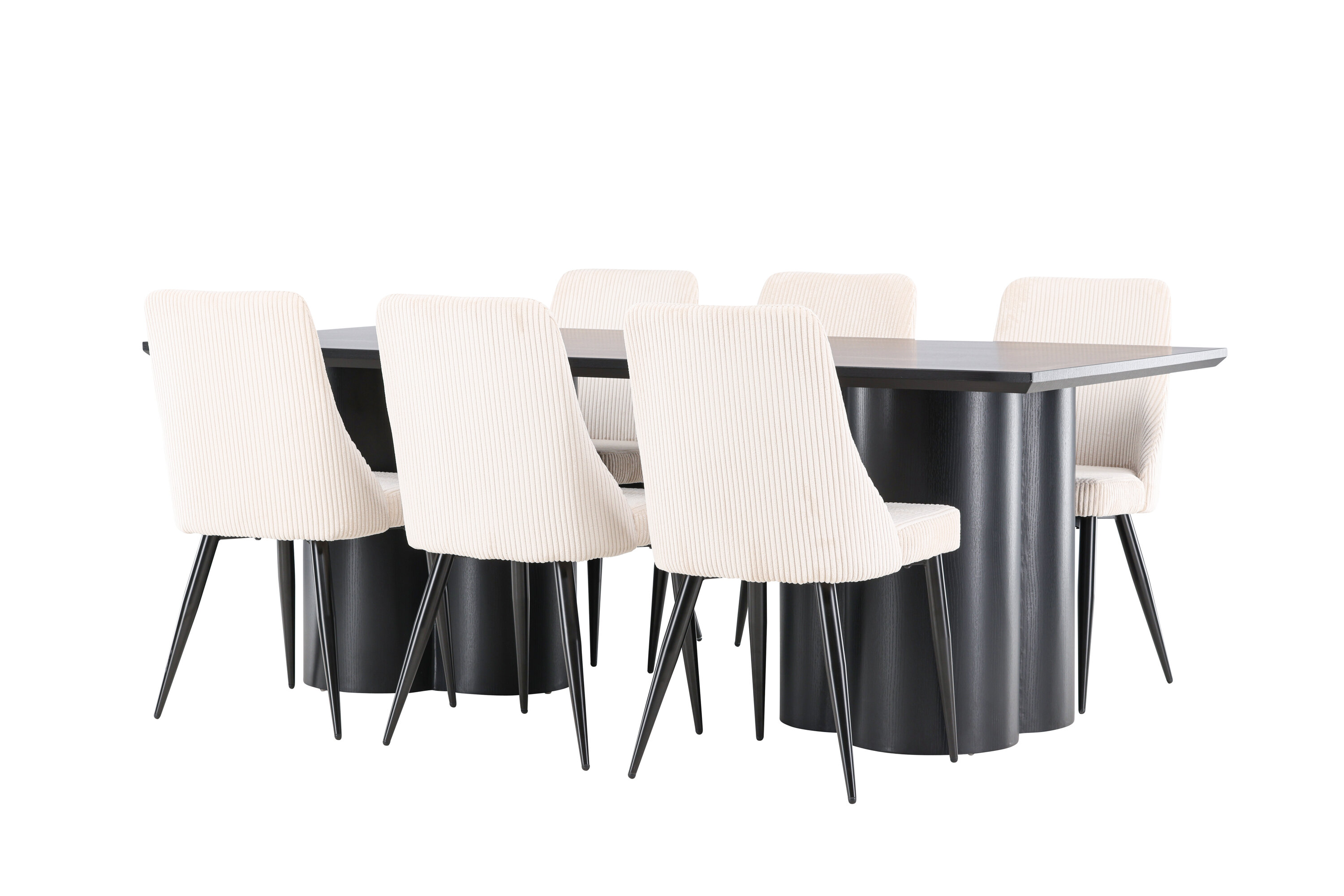 Olivia, Leone ensemble repas rectangulaire noir, beige sur fond clair