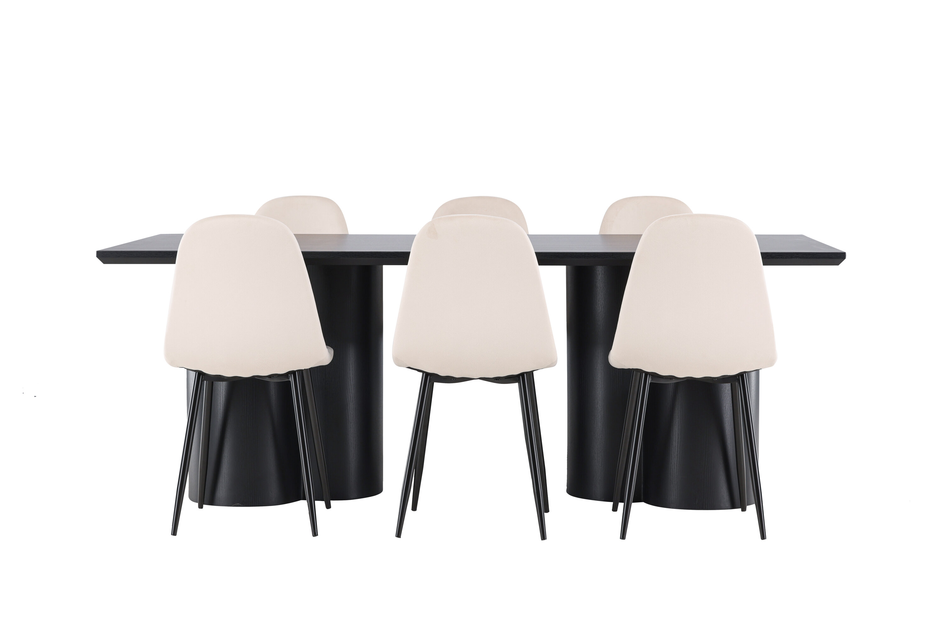 Olivia, Polar ensemble repas rectangulaire noir, beige sur fond clair