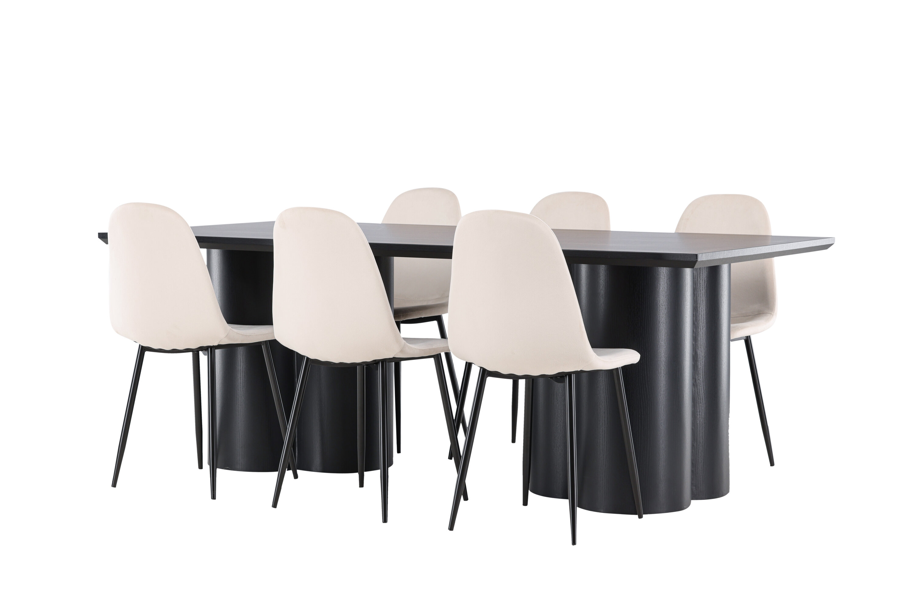 Olivia, Polar ensemble repas rectangulaire noir, beige sur fond clair