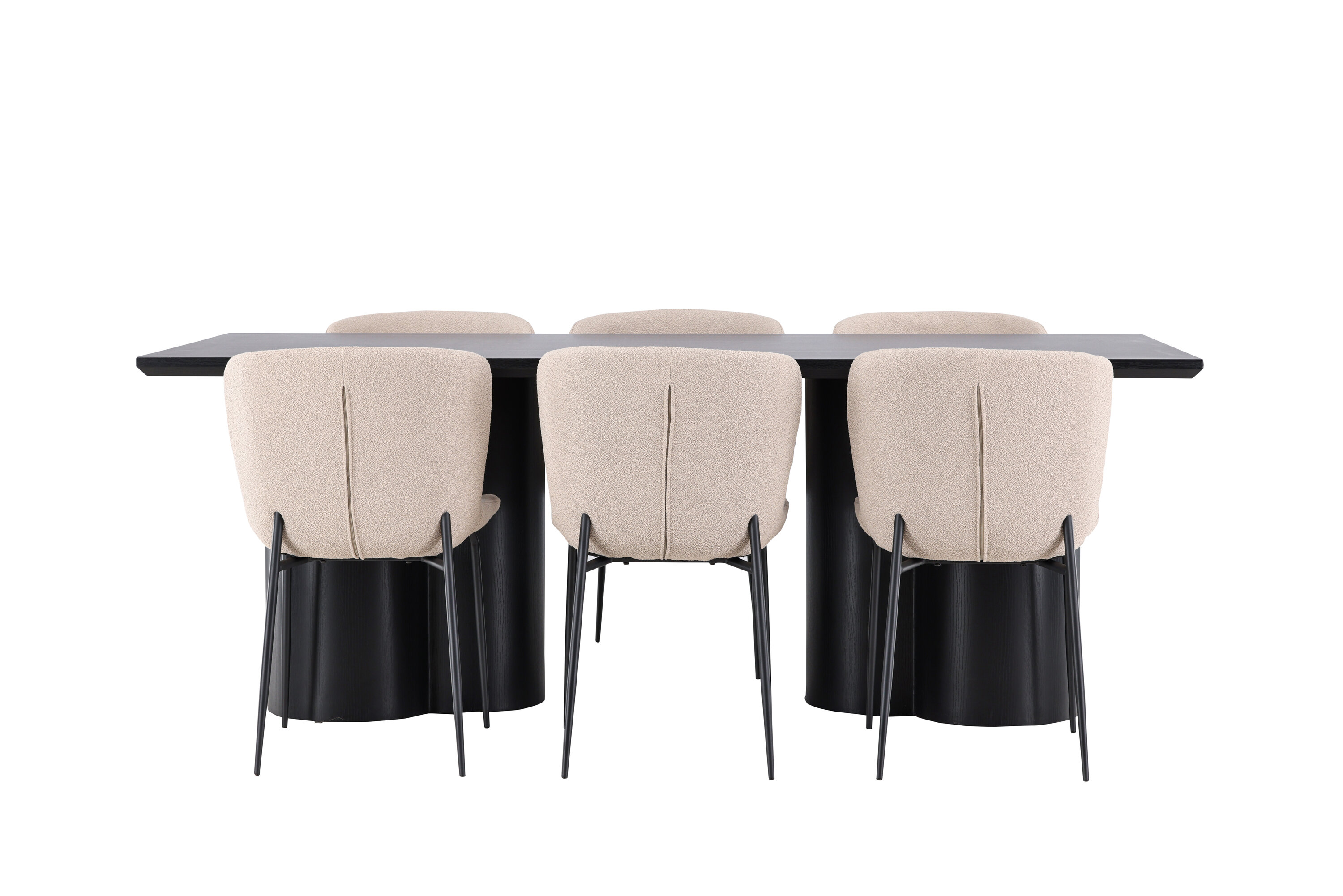 Olivia, Modesto ensemble repas rectangulaire noir, beige sur fond clair