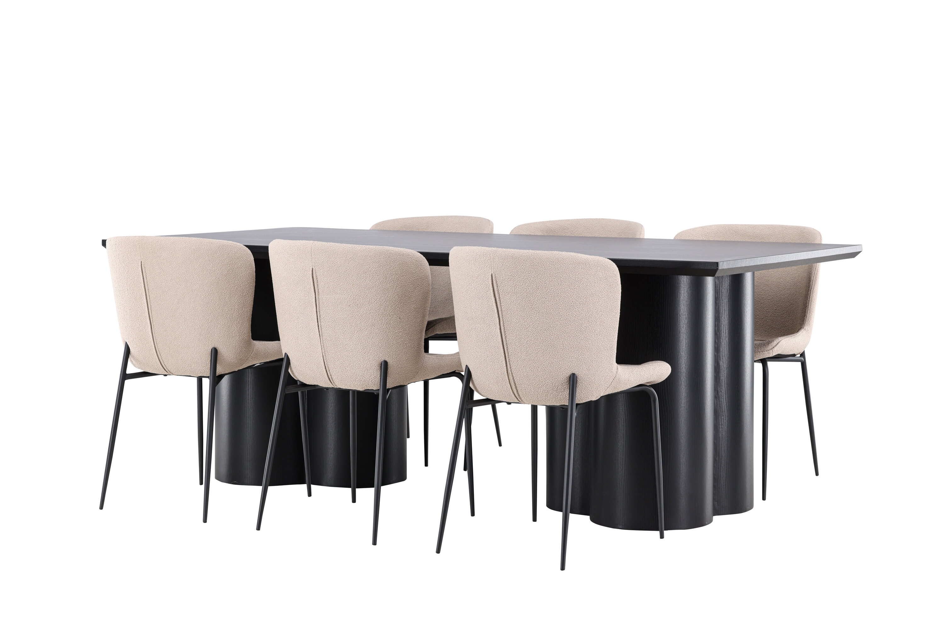 Olivia, Modesto ensemble repas rectangulaire noir, beige sur fond clair