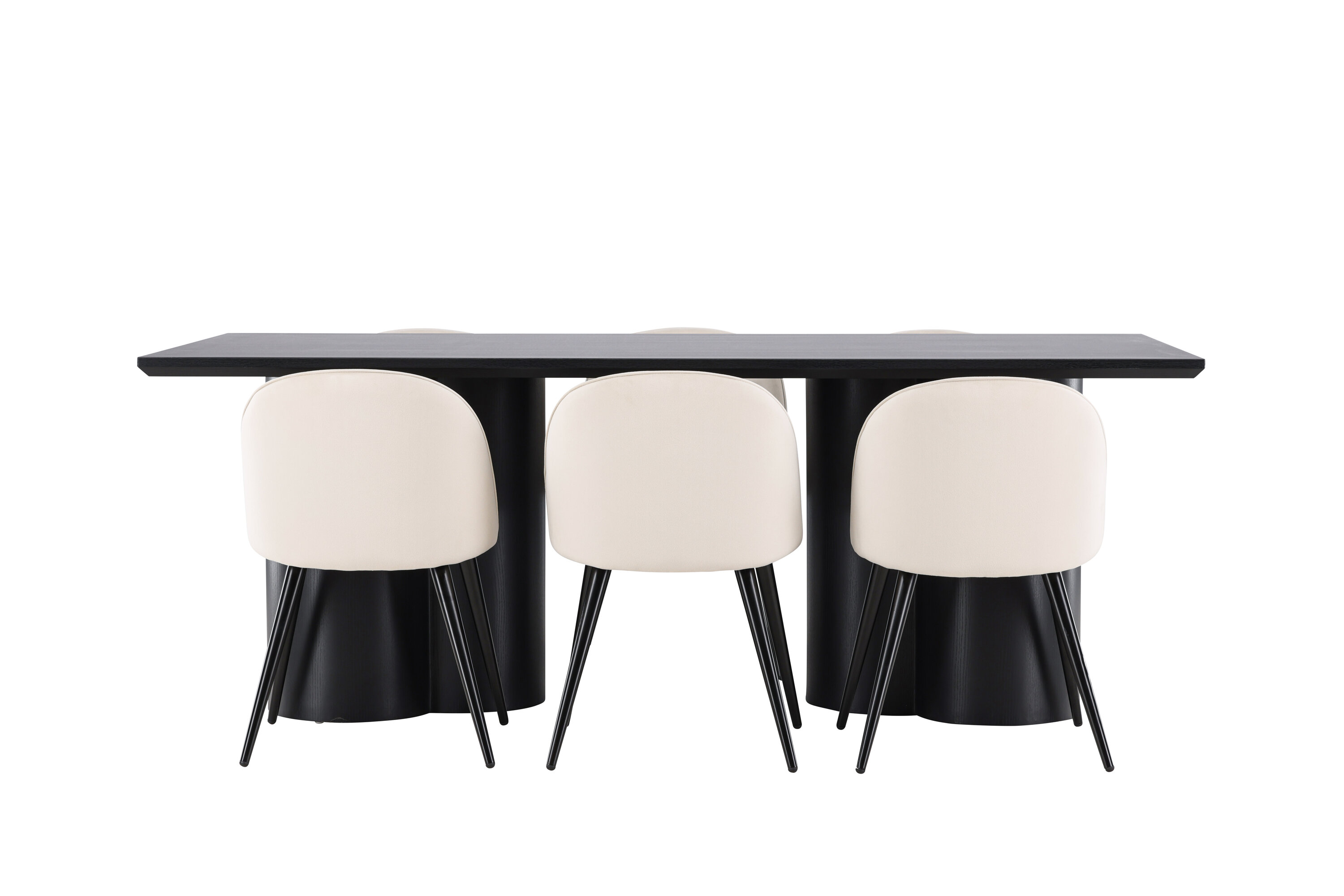 Olivia, Velvet ensemble repas rectangulaire noir, beige sur fond clair