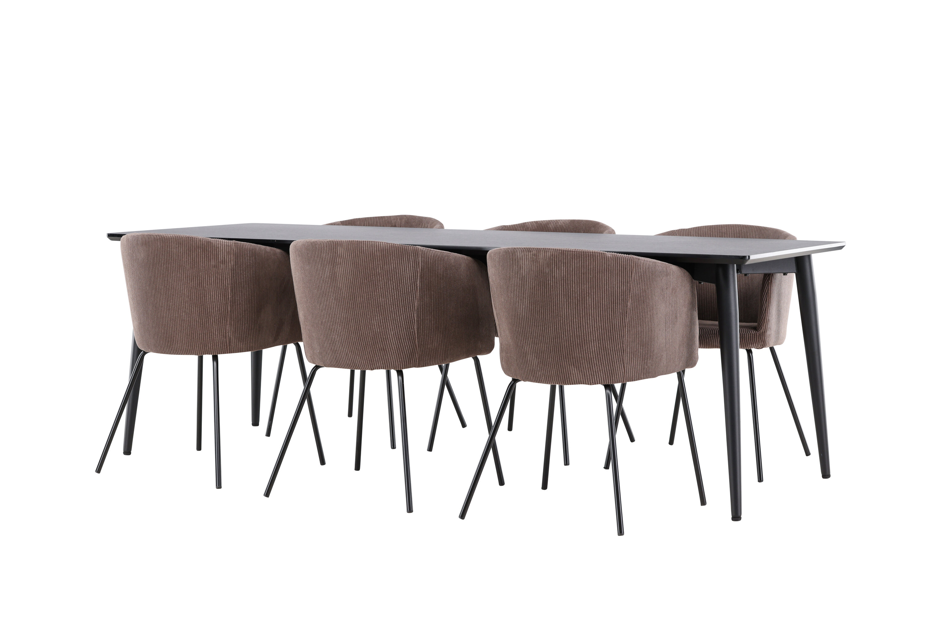 Ellis, Berit ensemble repas rectangulaire noir, marron sur fond clair