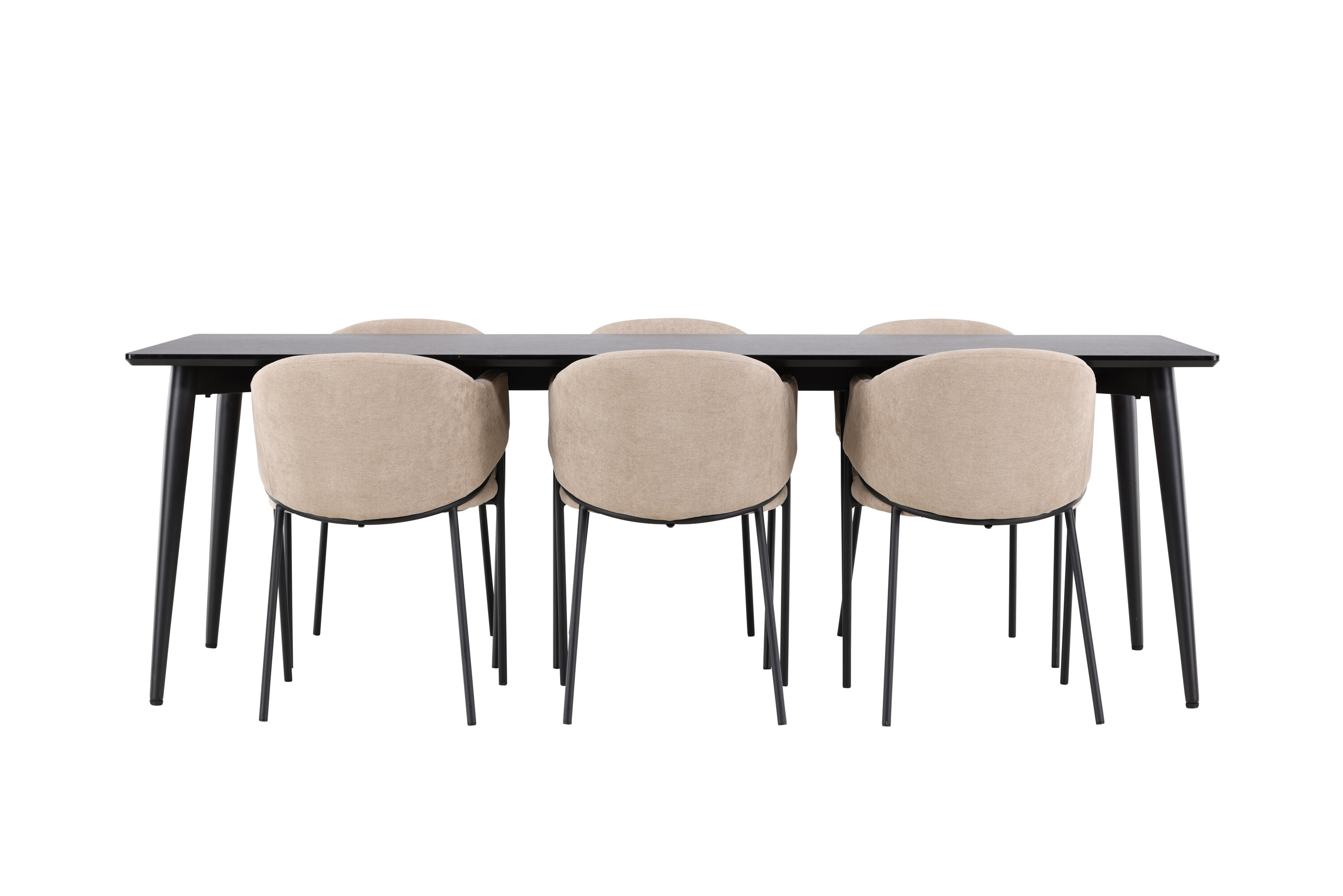 Ellis, Evelina ensemble repas rectangulaire noir, beige sur fond clair
