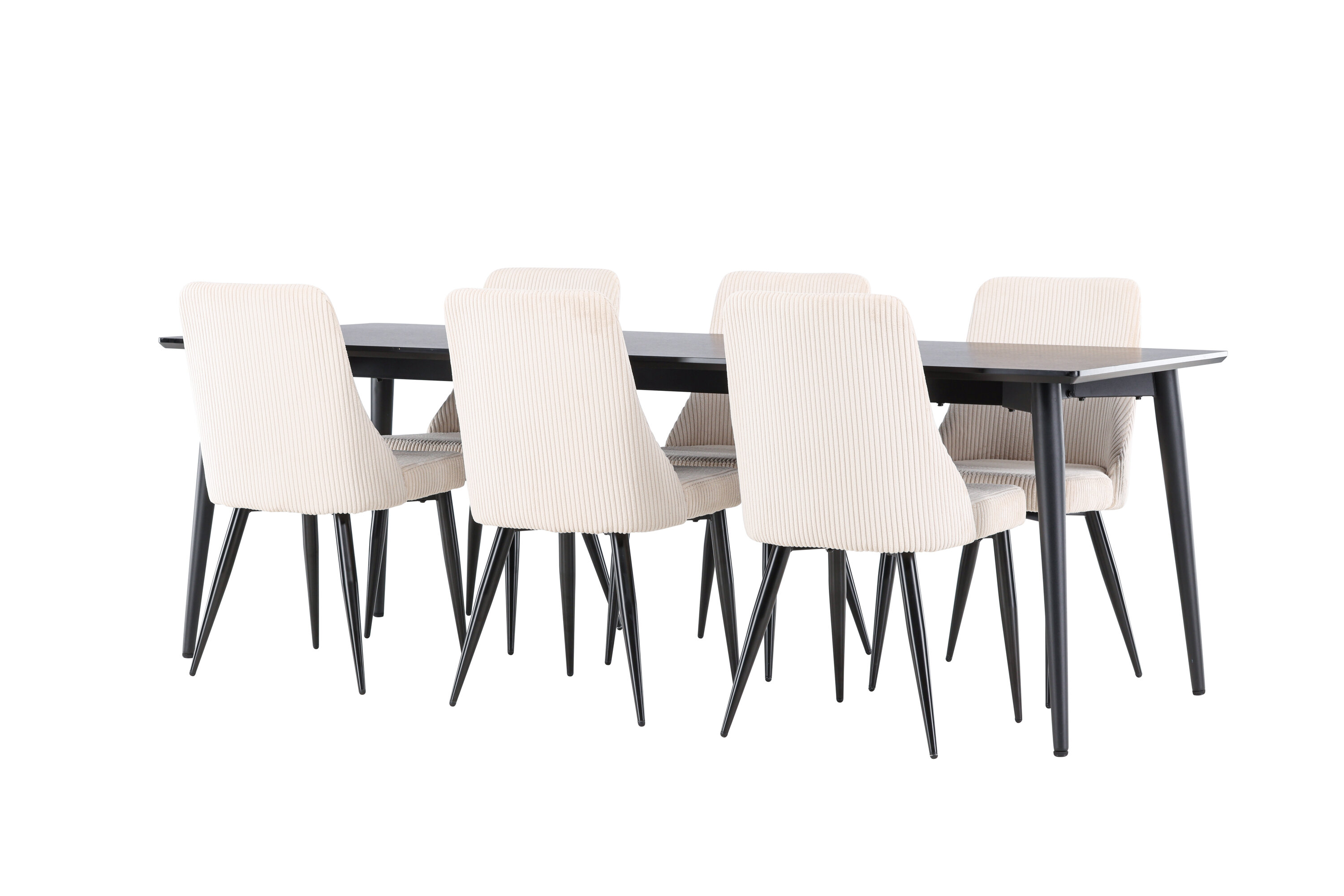Ellis, Leone ensemble repas rectangulaire noir, beige sur fond clair