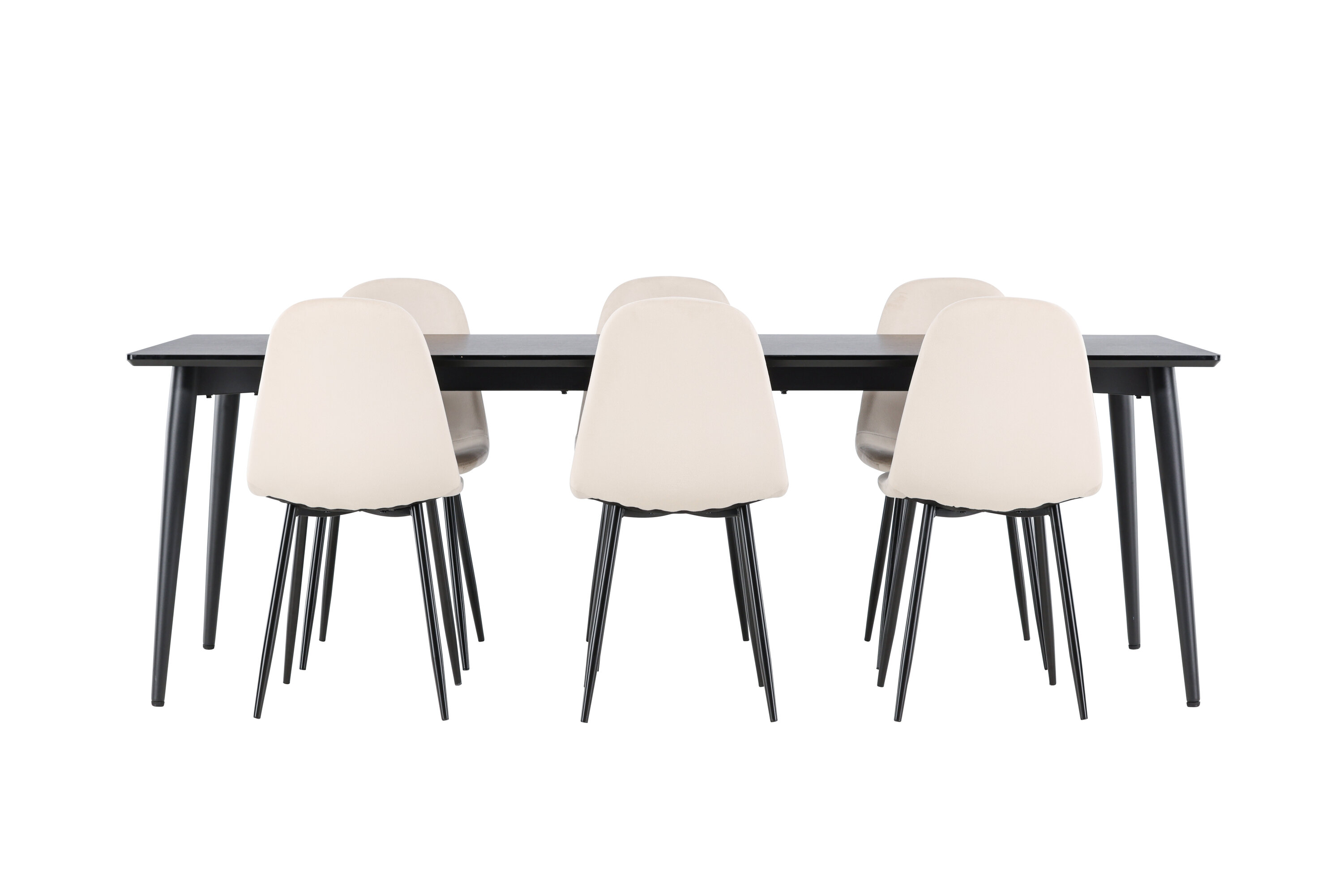 Ellis, Polar ensemble repas rectangulaire noir, beige sur fond clair