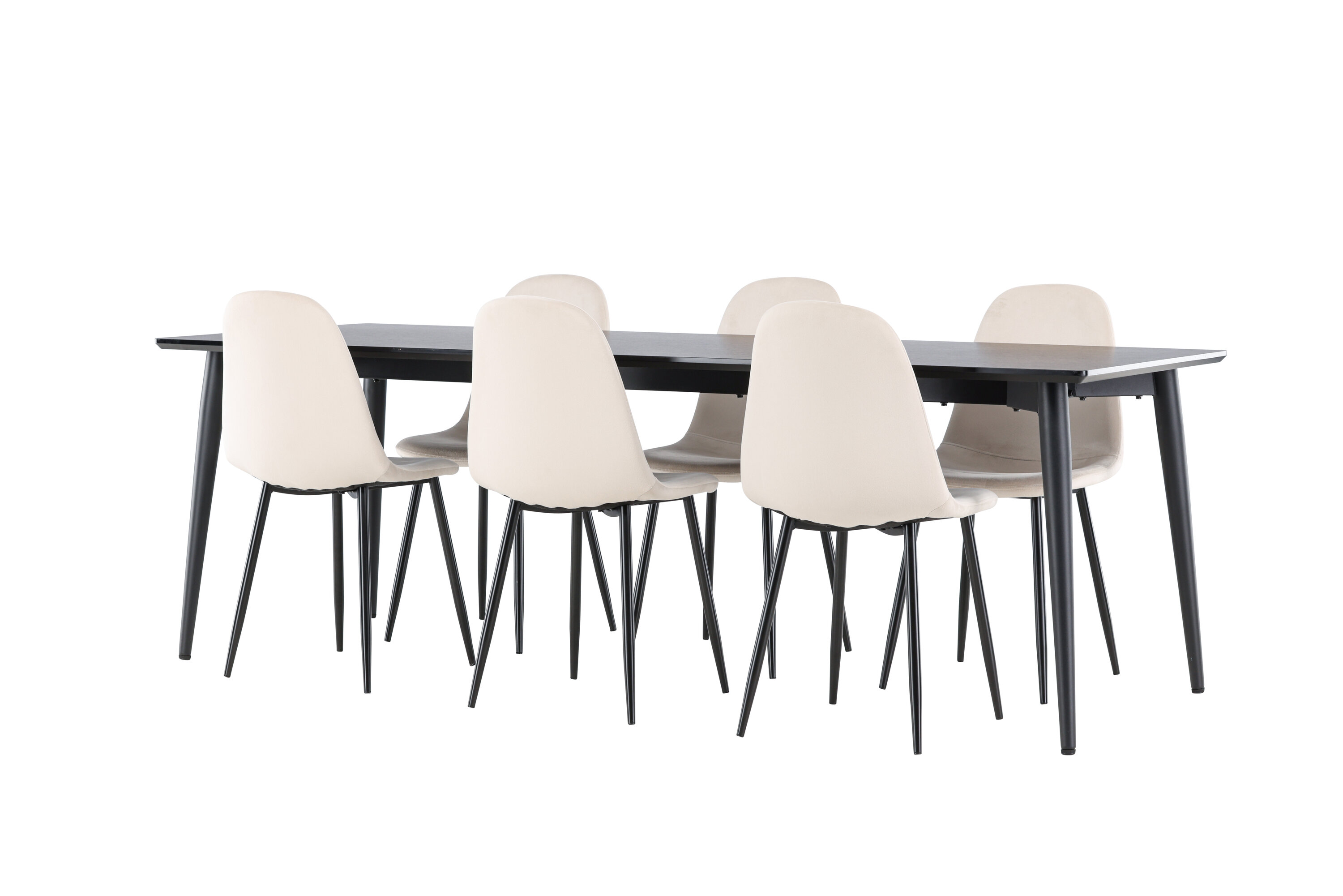 Ellis, Polar ensemble repas rectangulaire noir, beige sur fond clair