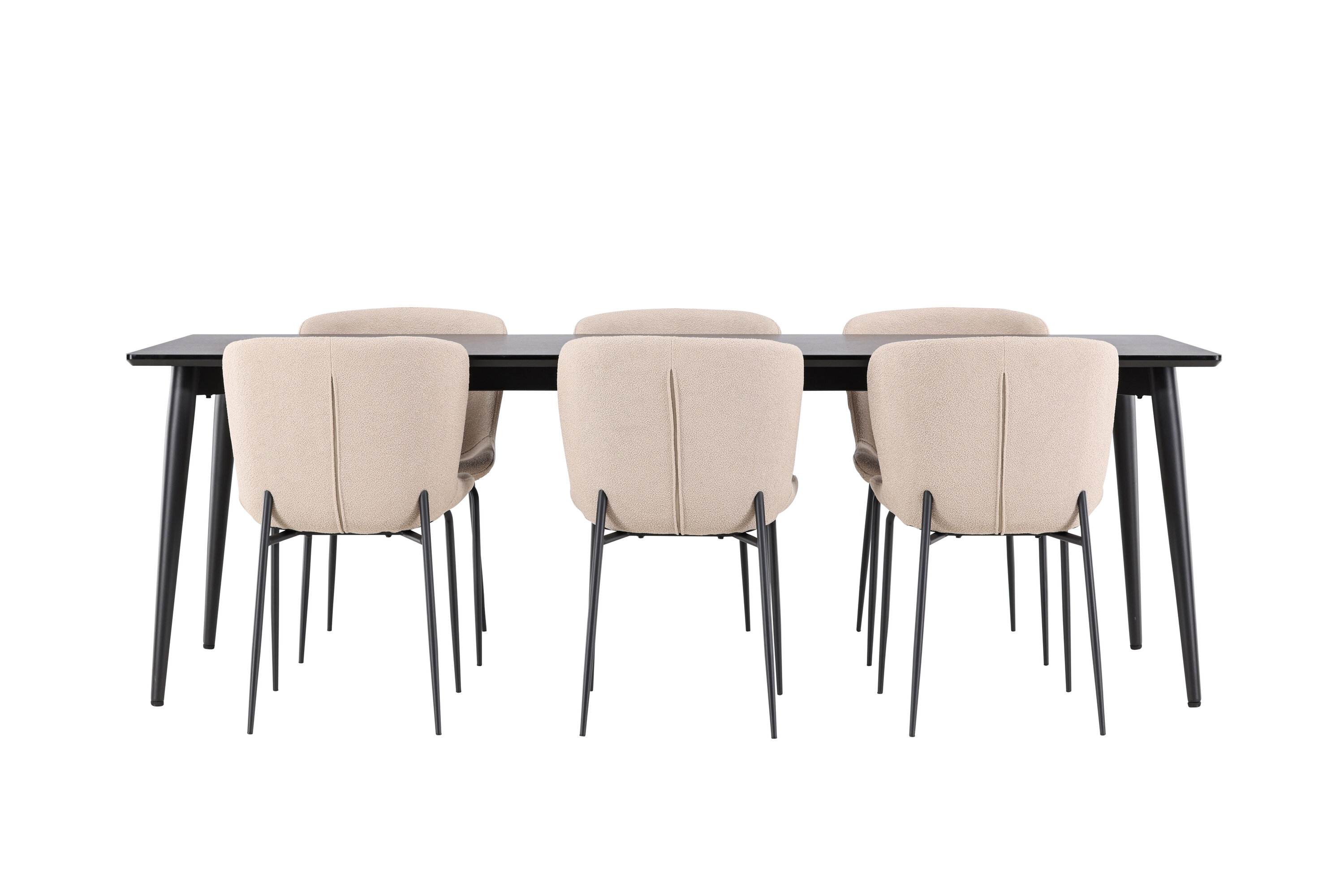 Ellis, Modesto ensemble repas rectangulaire noir, beige sur fond clair
