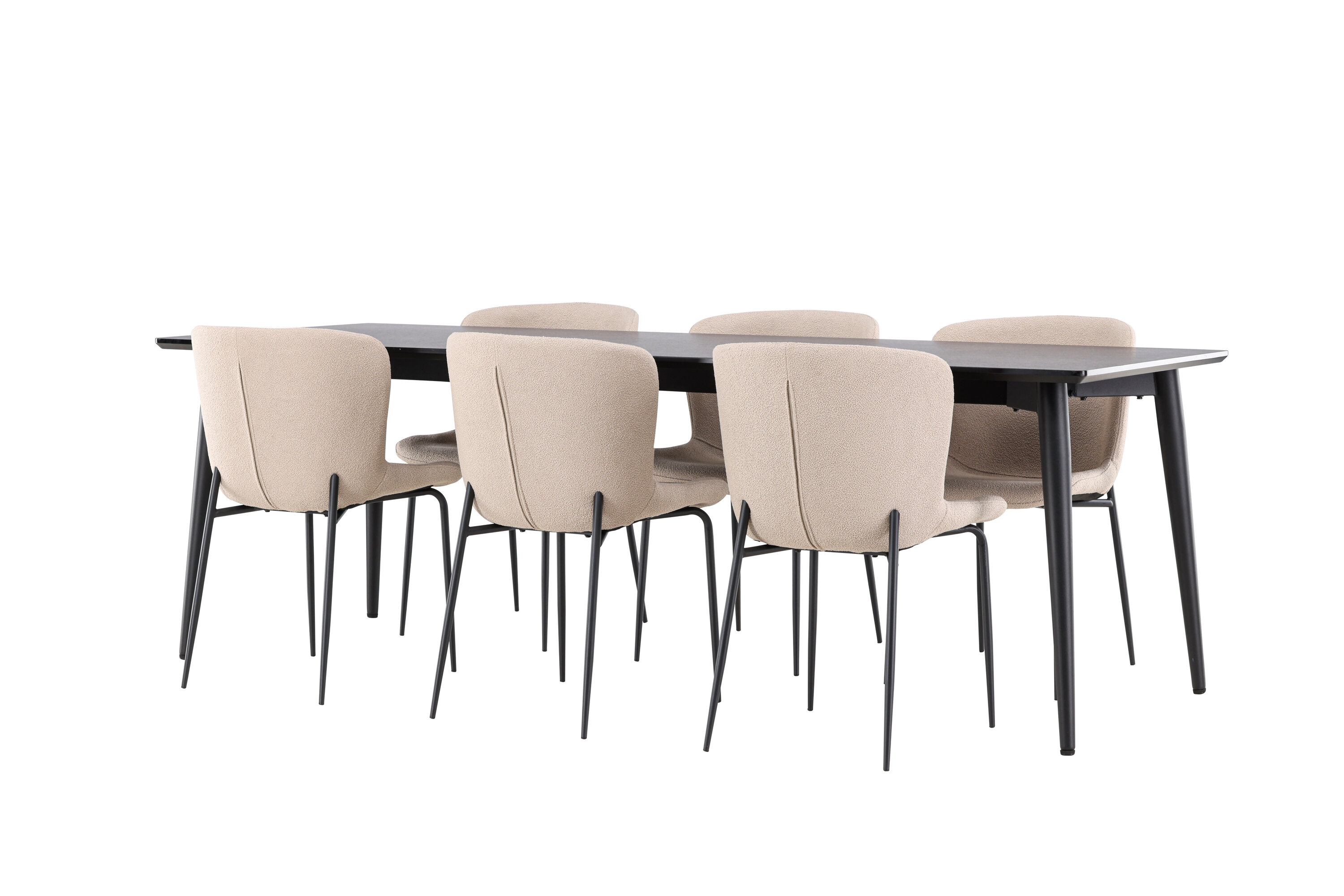 Ellis, Modesto ensemble repas rectangulaire noir, beige sur fond clair