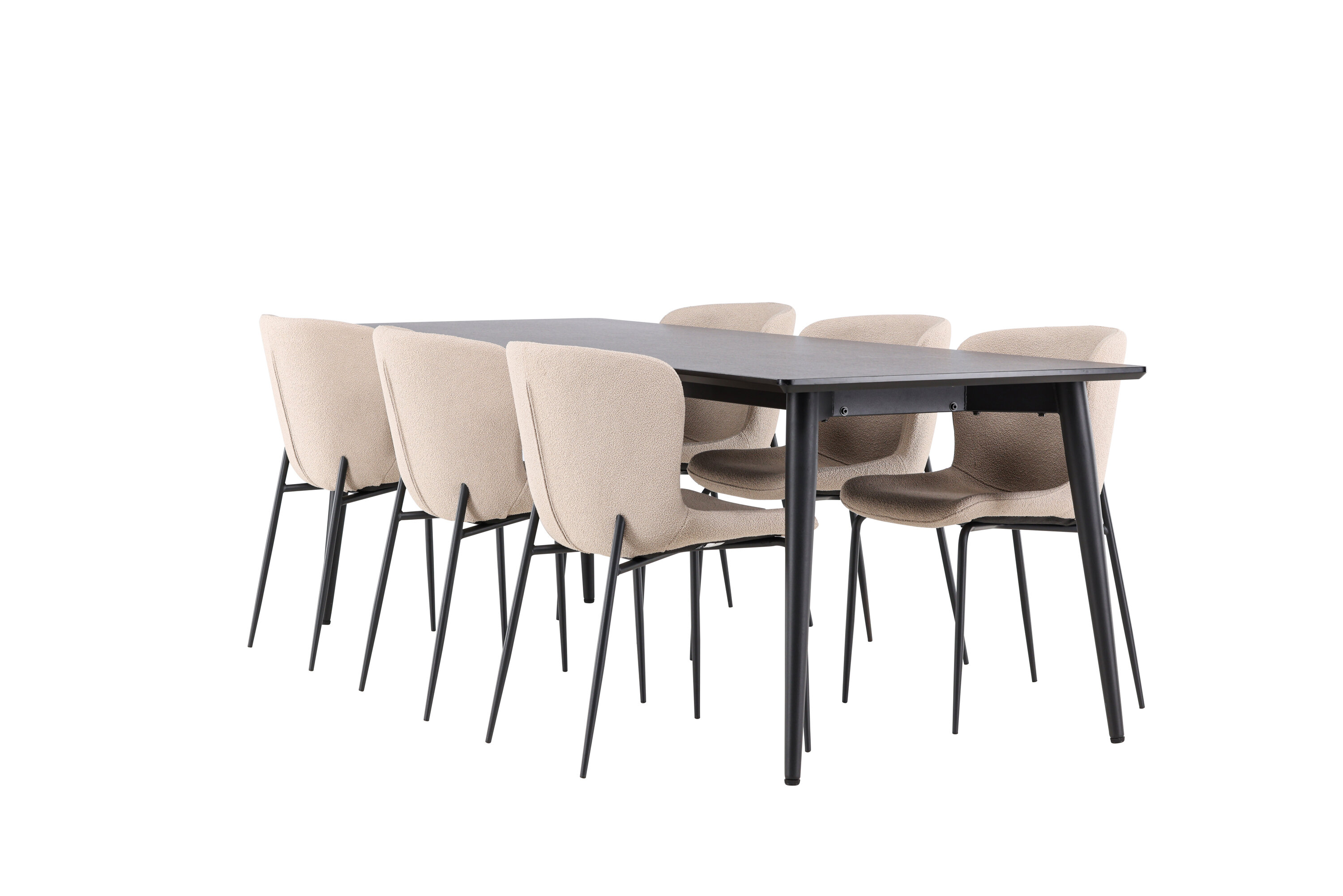 Ellis, Modesto ensemble repas rectangulaire noir, beige sur fond clair