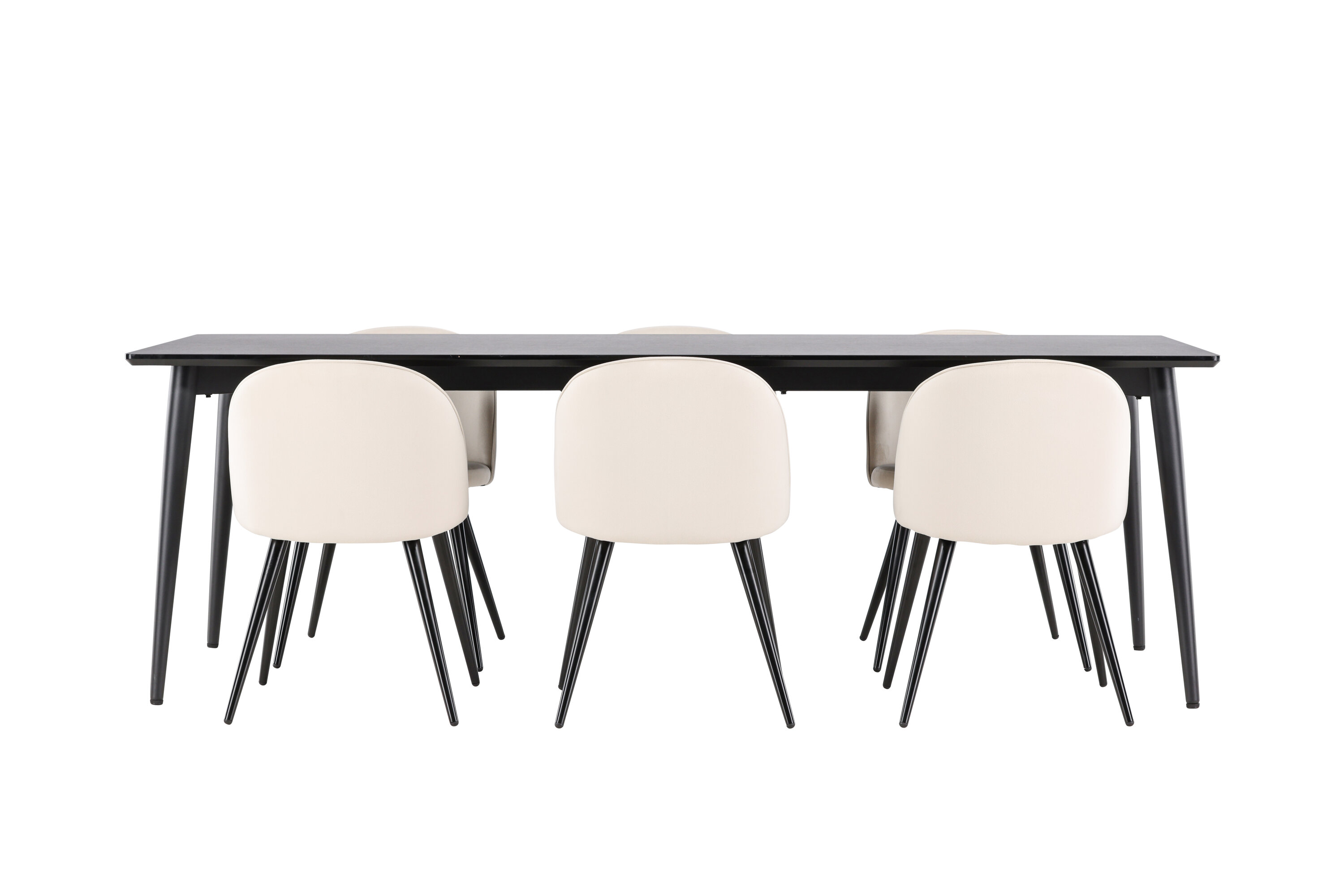 Ellis, Velvet ensemble repas rectangulaire noir, beige sur fond clair