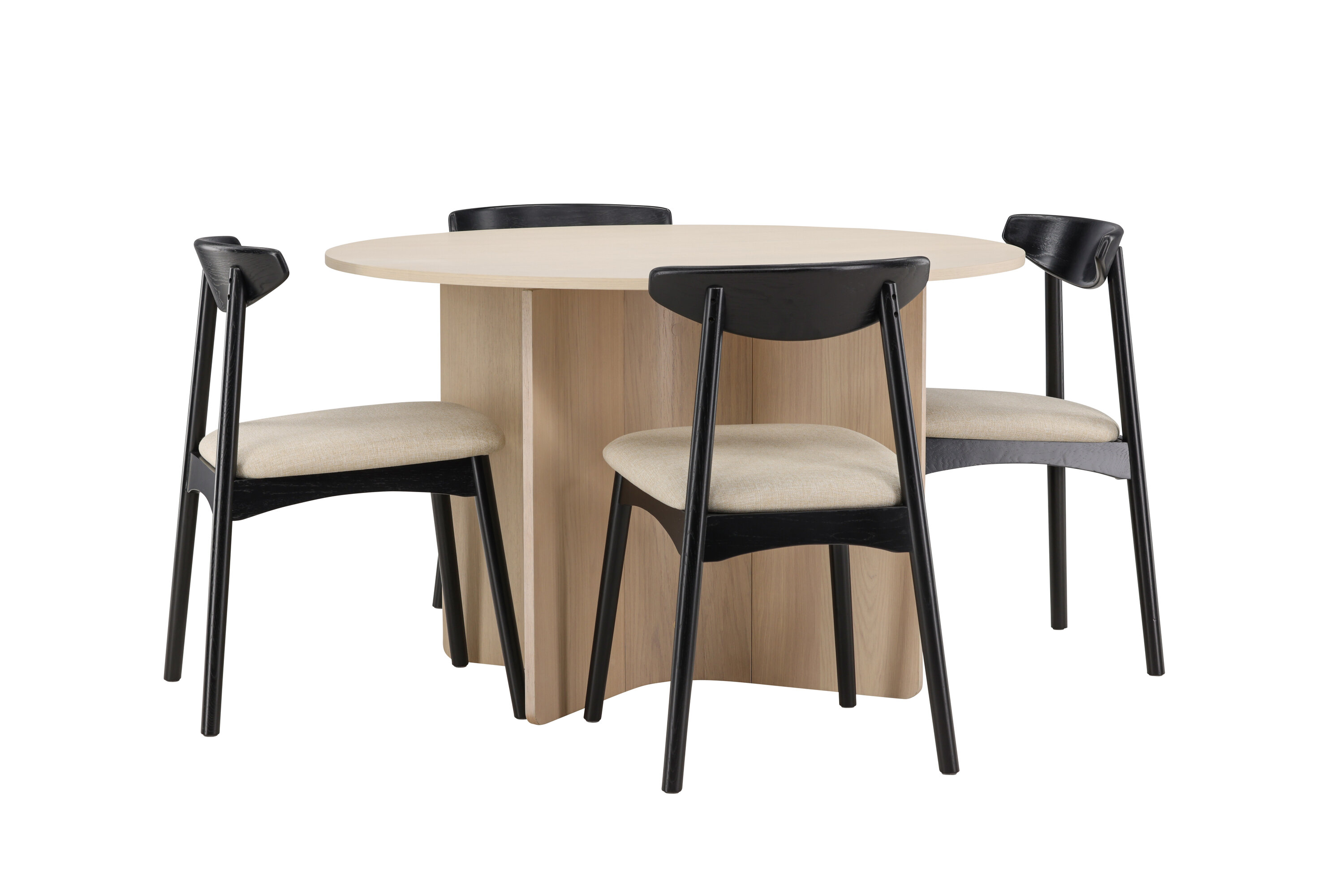 Tyresö, Ven ensemble repas rond blanchi, beige, noir sur fond clair