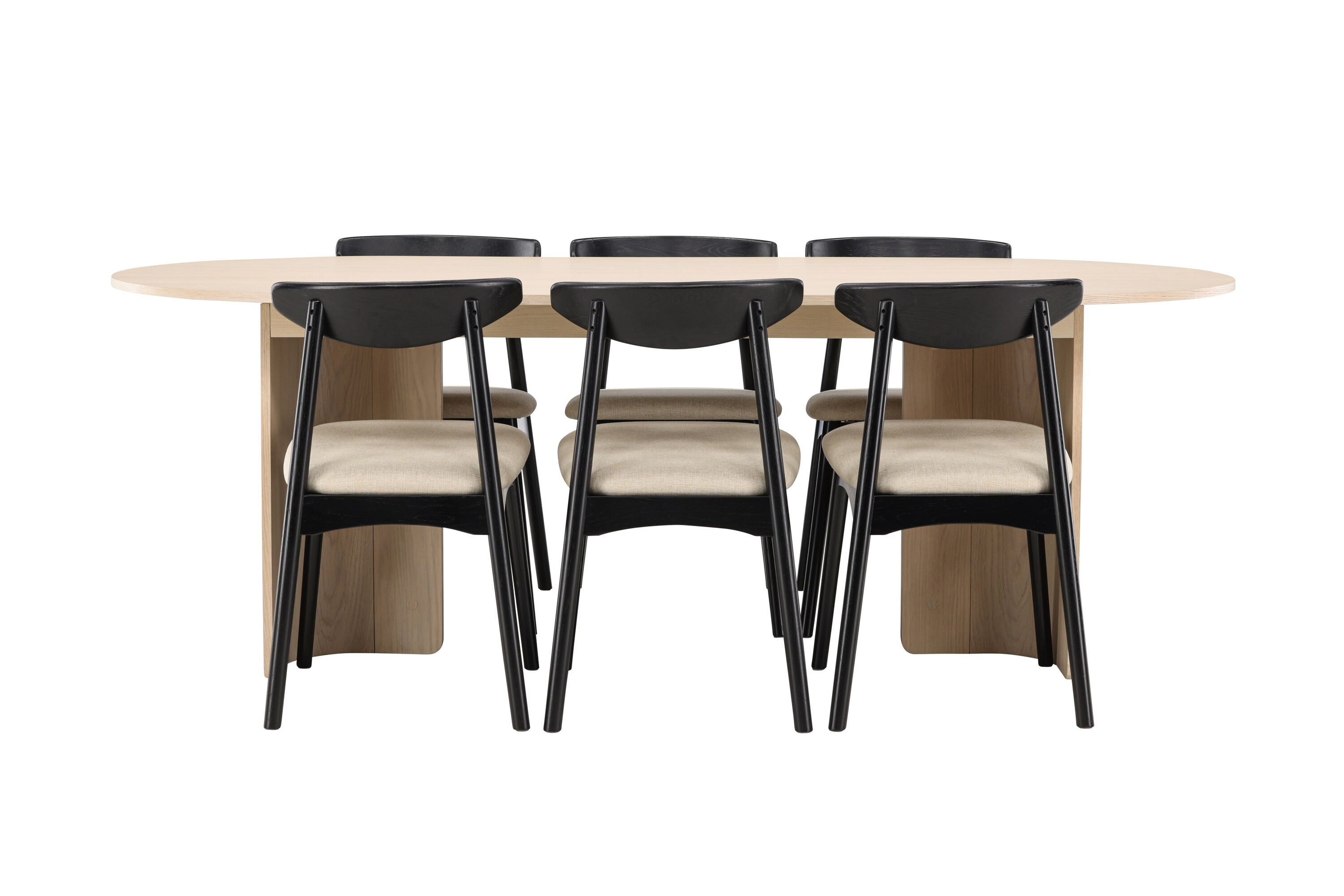 Tyresö, Ven ensemble repas rectangulaire blanchi, beige, noir sur fond clair