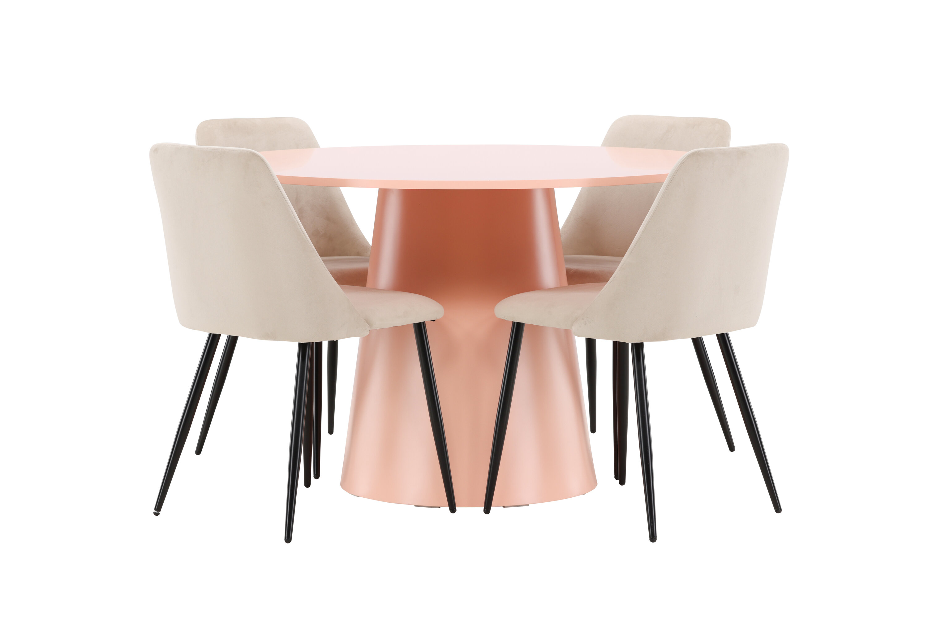 Lanzo, Night ensemble repas rond pêche, beige, noir sur fond clair