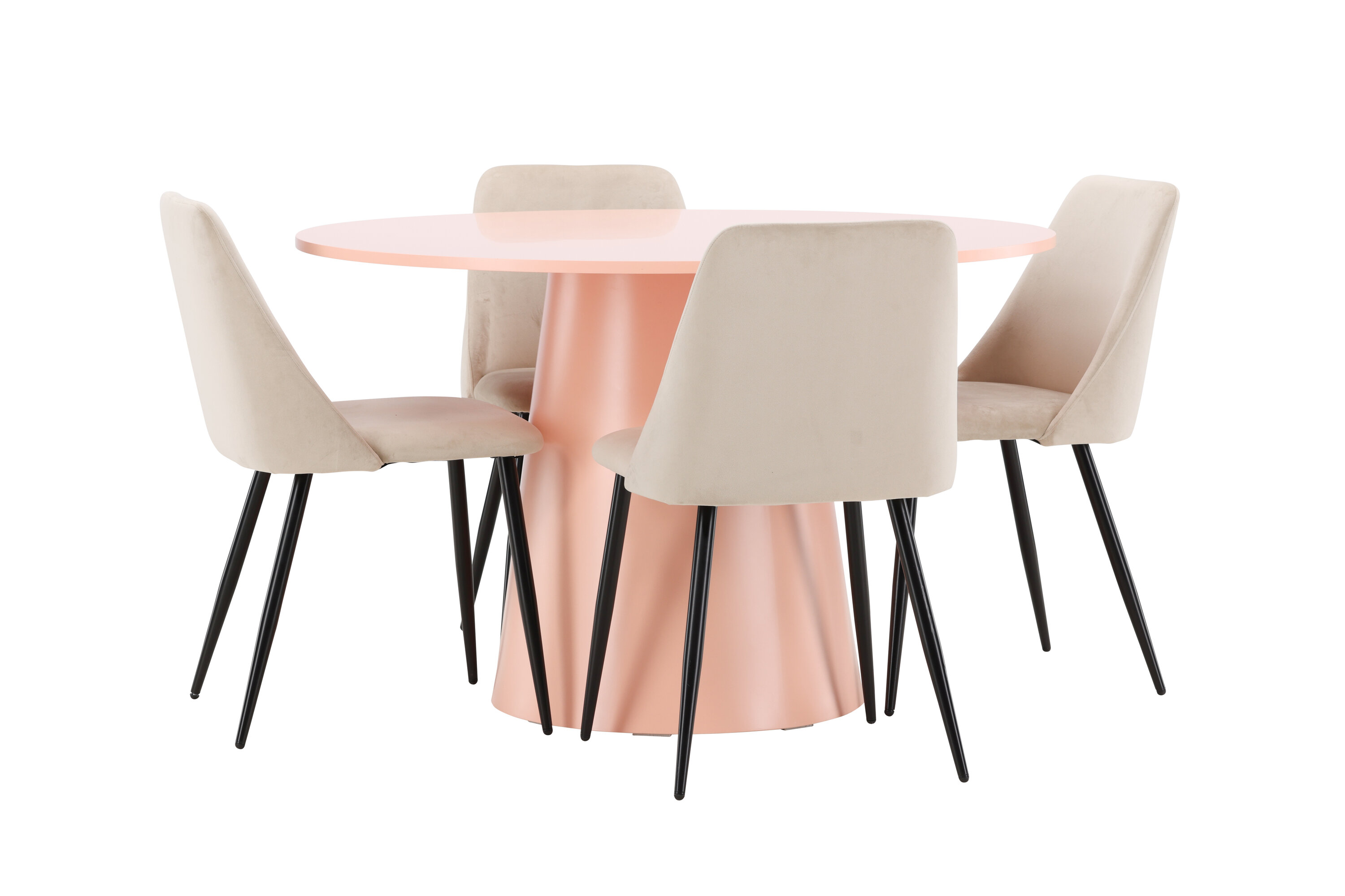 Lanzo, Night ensemble repas rond pêche, beige, noir sur fond clair