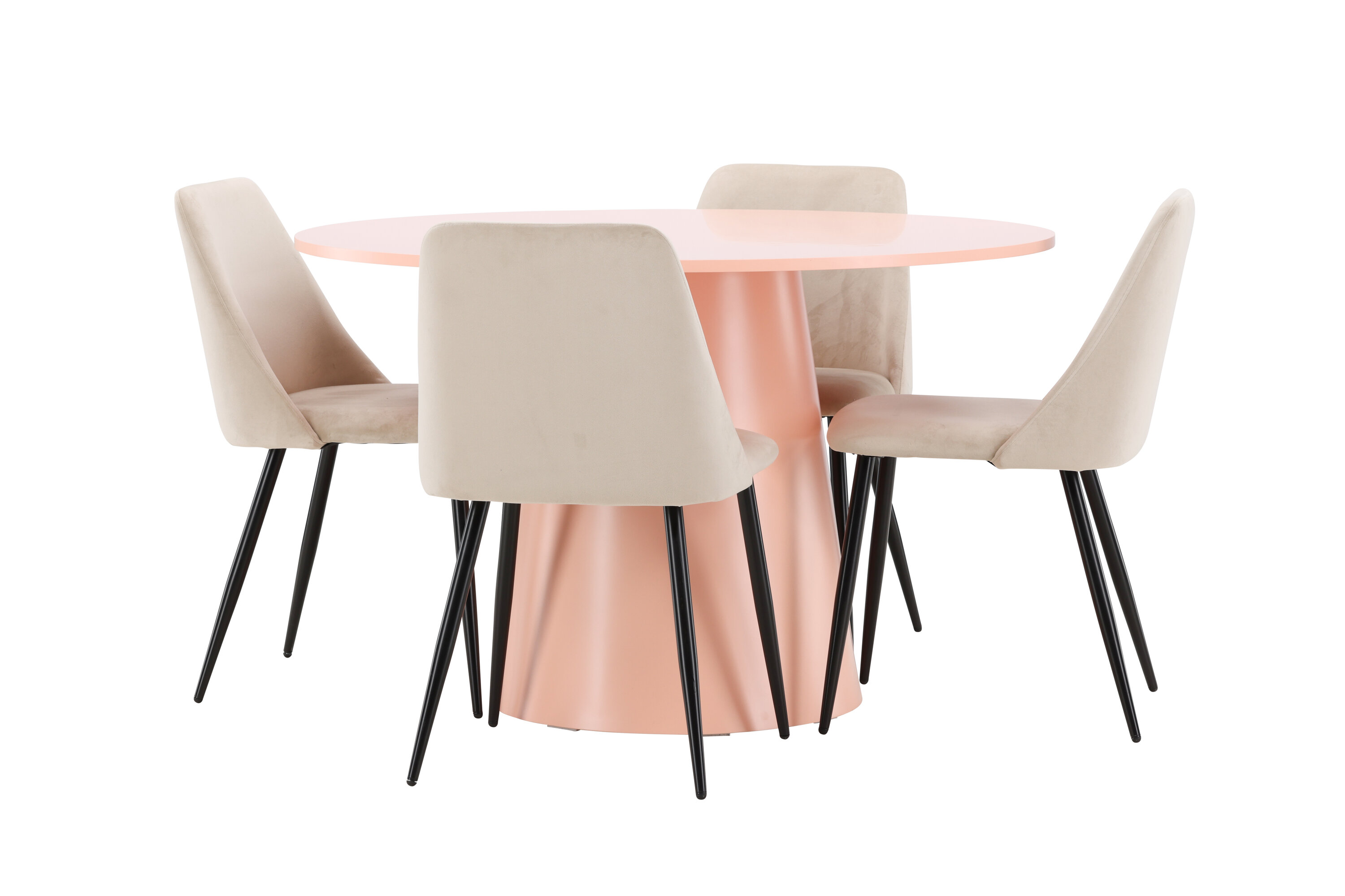 Lanzo, Night ensemble repas rond pêche, beige, noir sur fond clair
