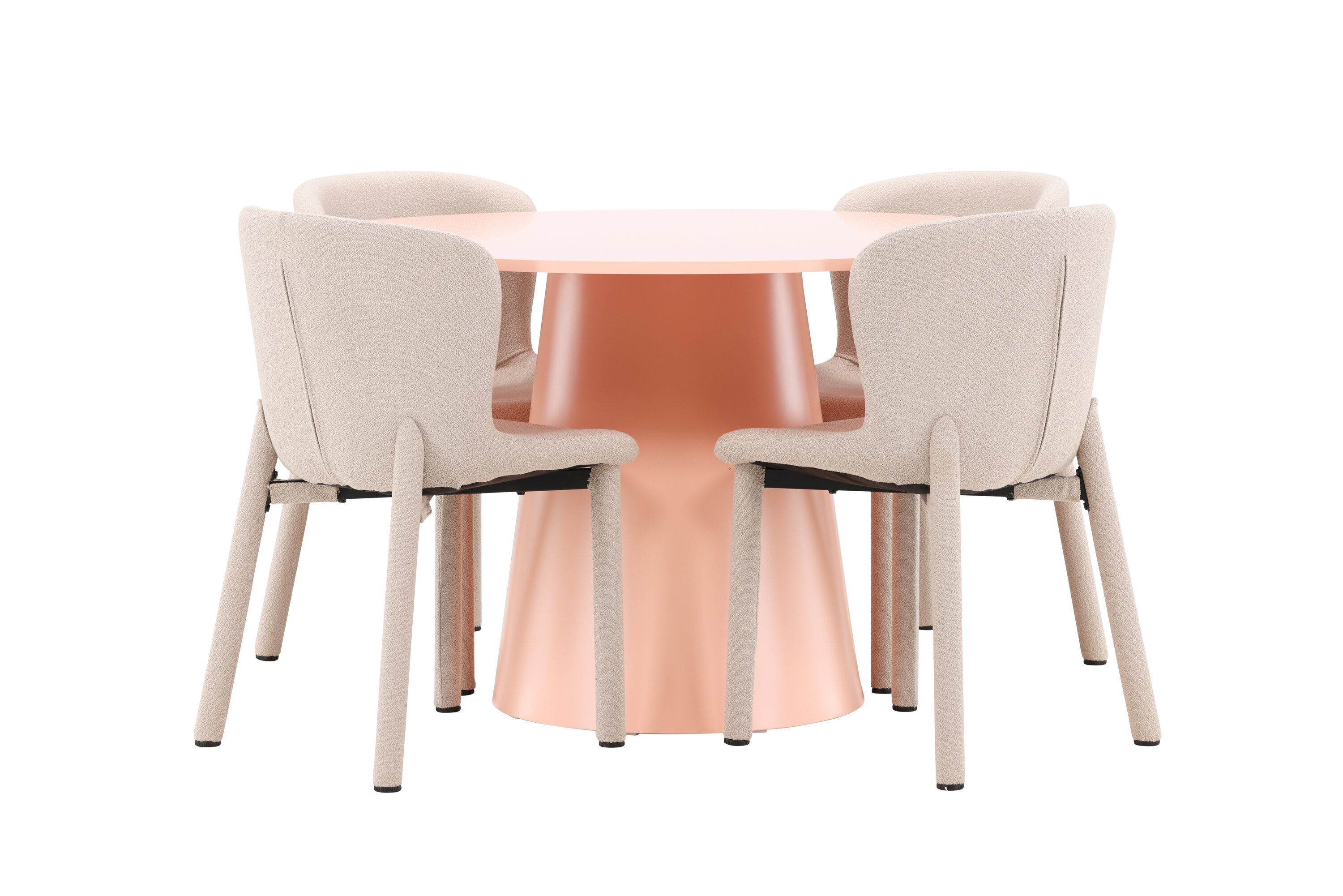 Lanzo, Astoria ensemble repas rond pêche, beige sur fond clair