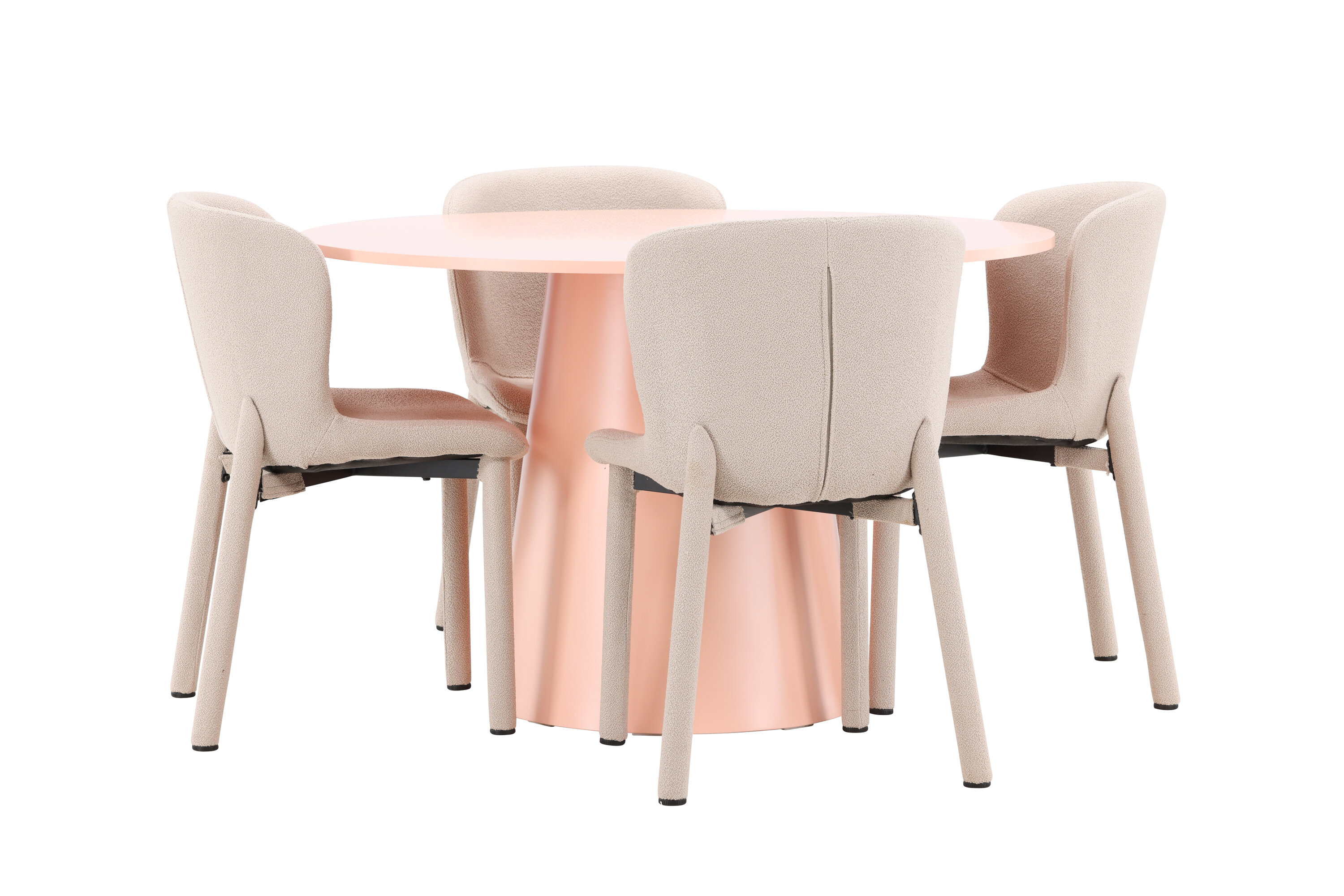 Lanzo, Astoria ensemble repas rond pêche, beige sur fond clair