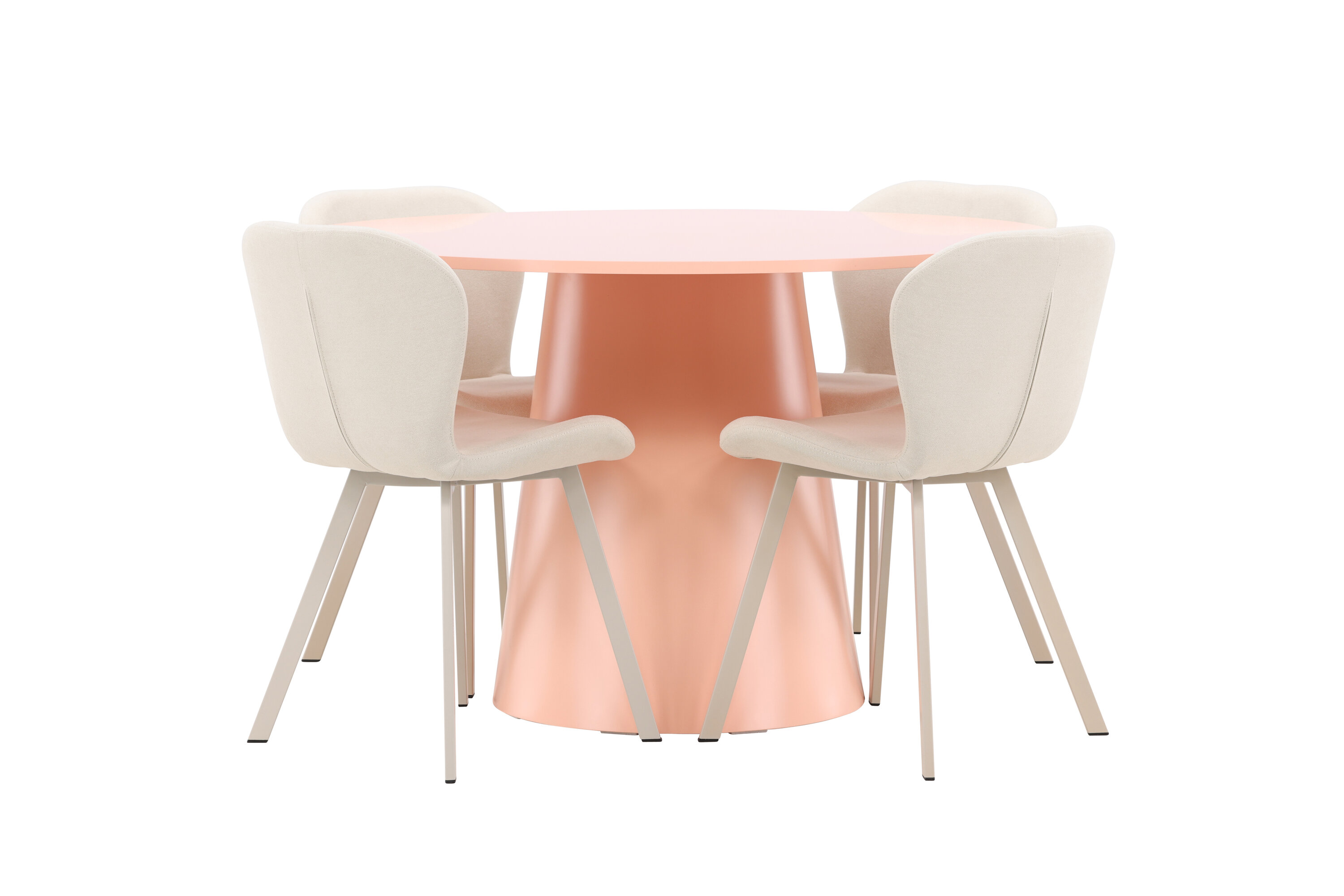 Lanzo, Lilja ensemble repas rond pêche, beige sur fond clair