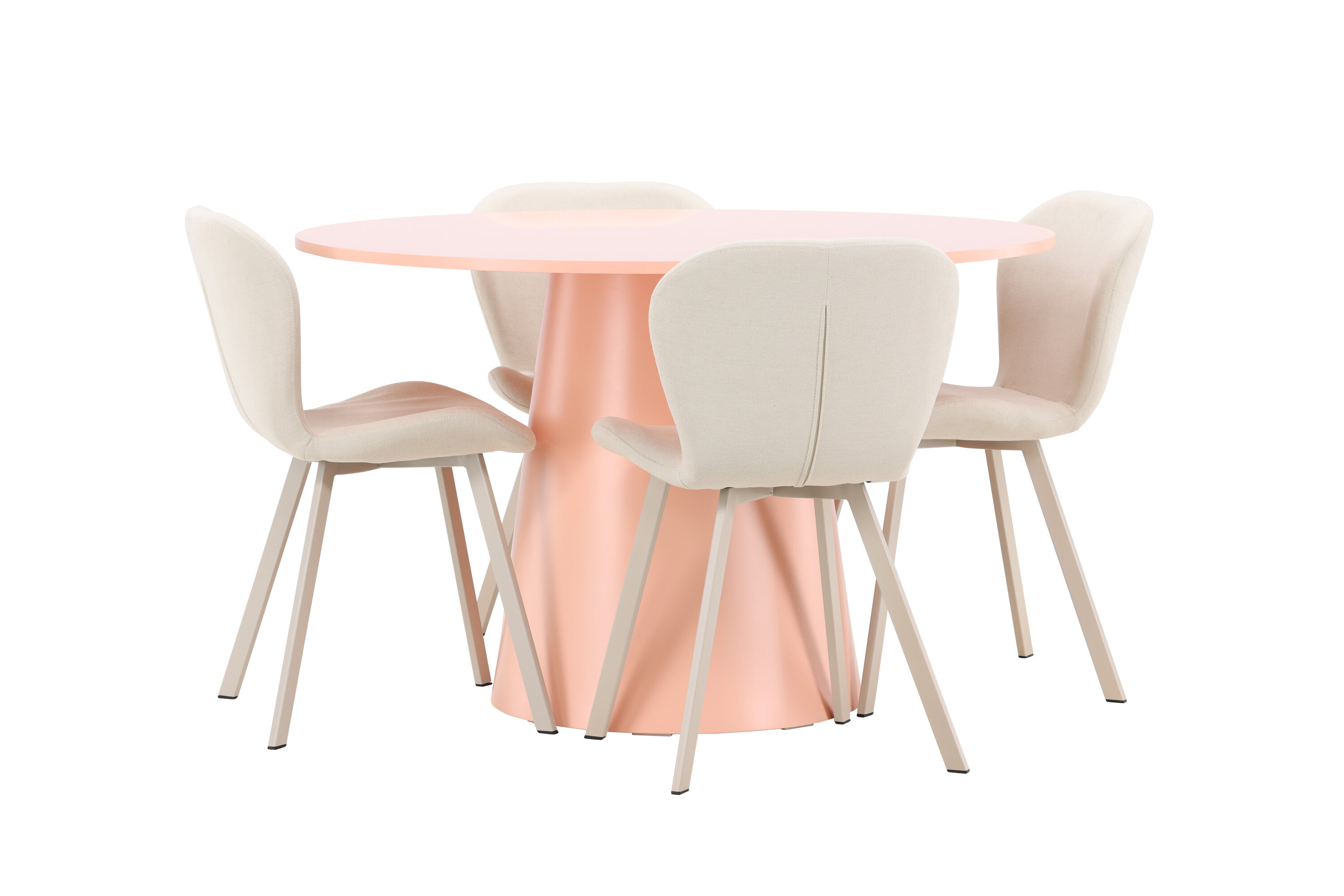 Lanzo, Lilja ensemble repas rond pêche, beige sur fond clair