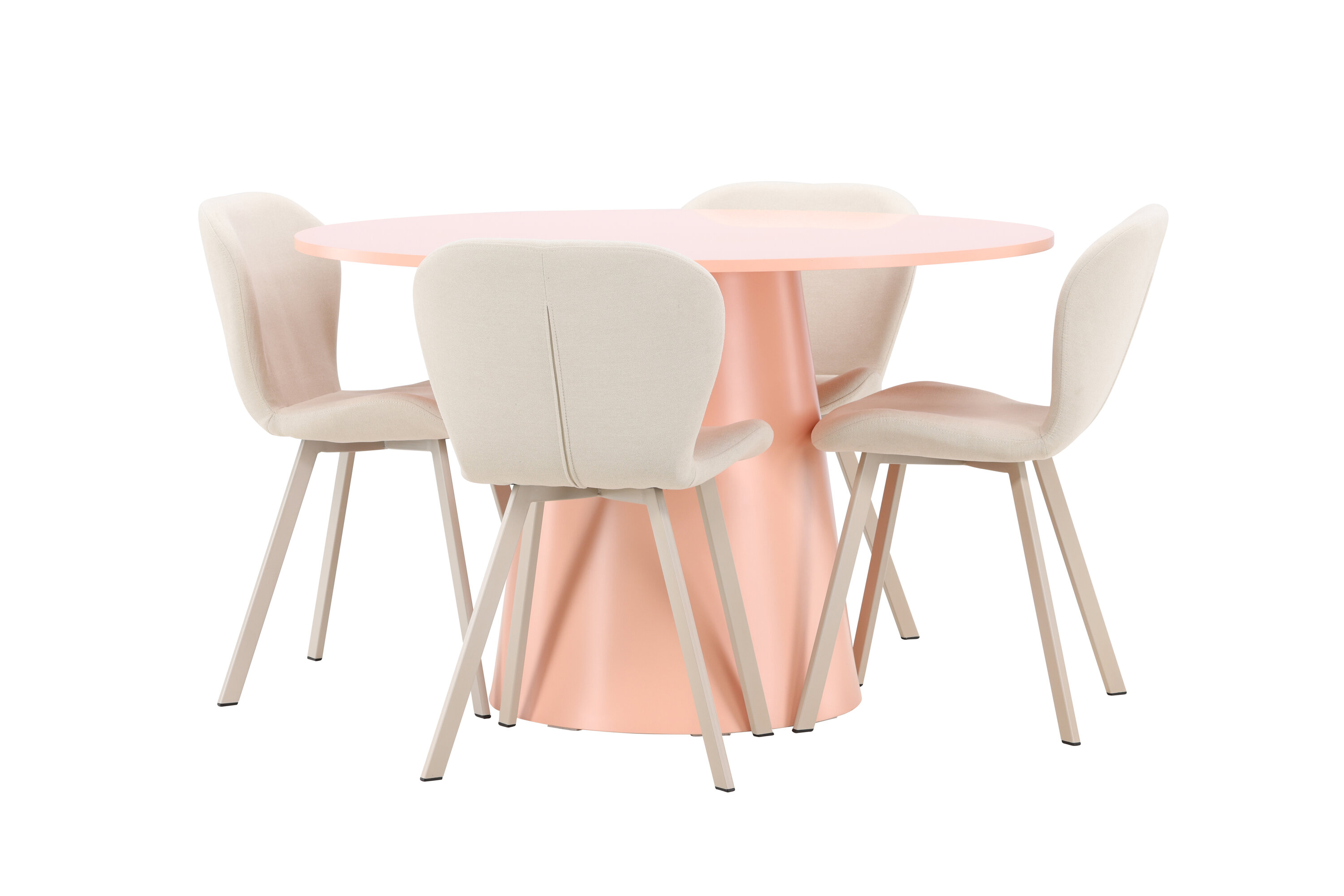 Lanzo, Lilja ensemble repas rond pêche, beige sur fond clair