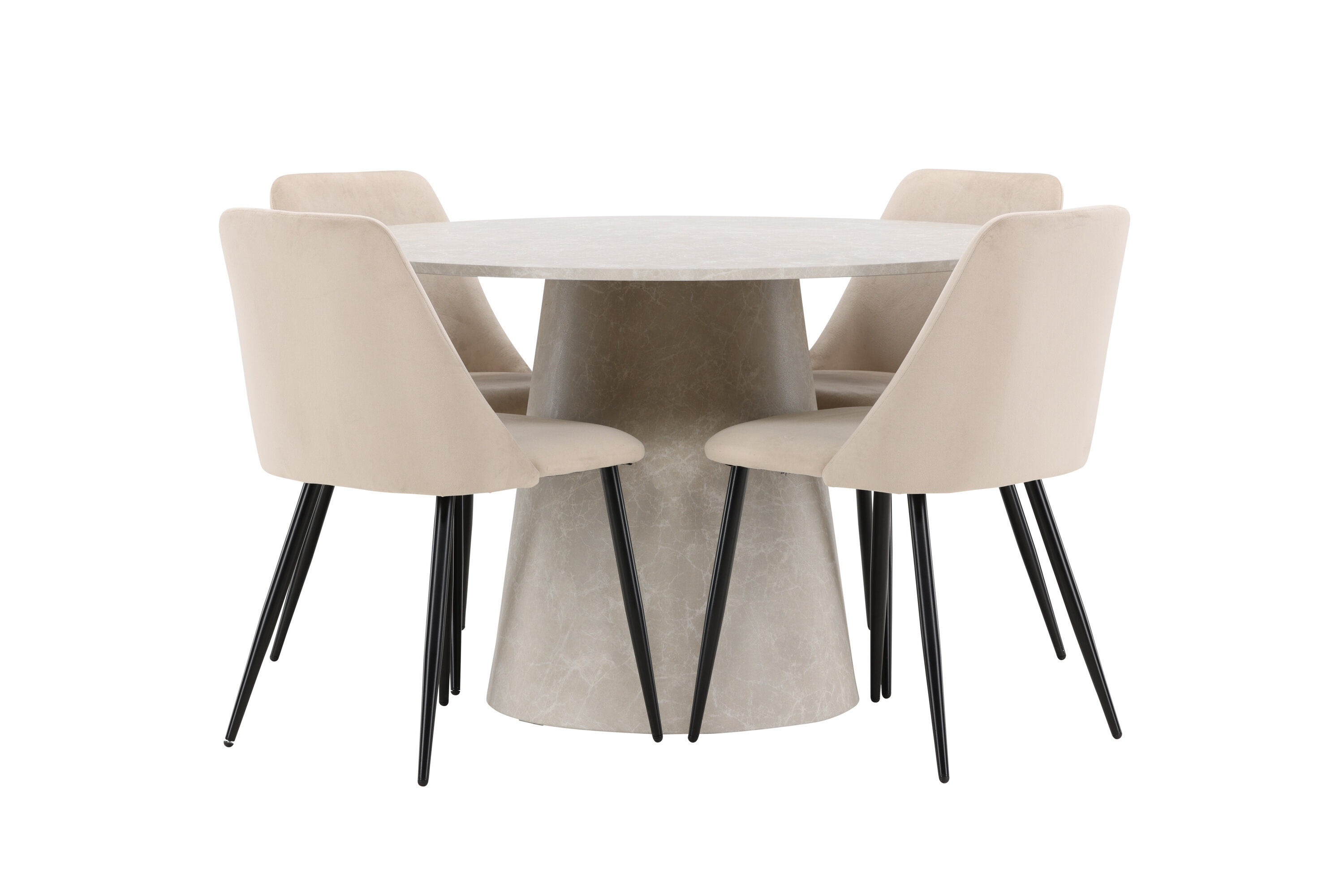Lanzo, Night ensemble repas rond beige, noir sur fond clair