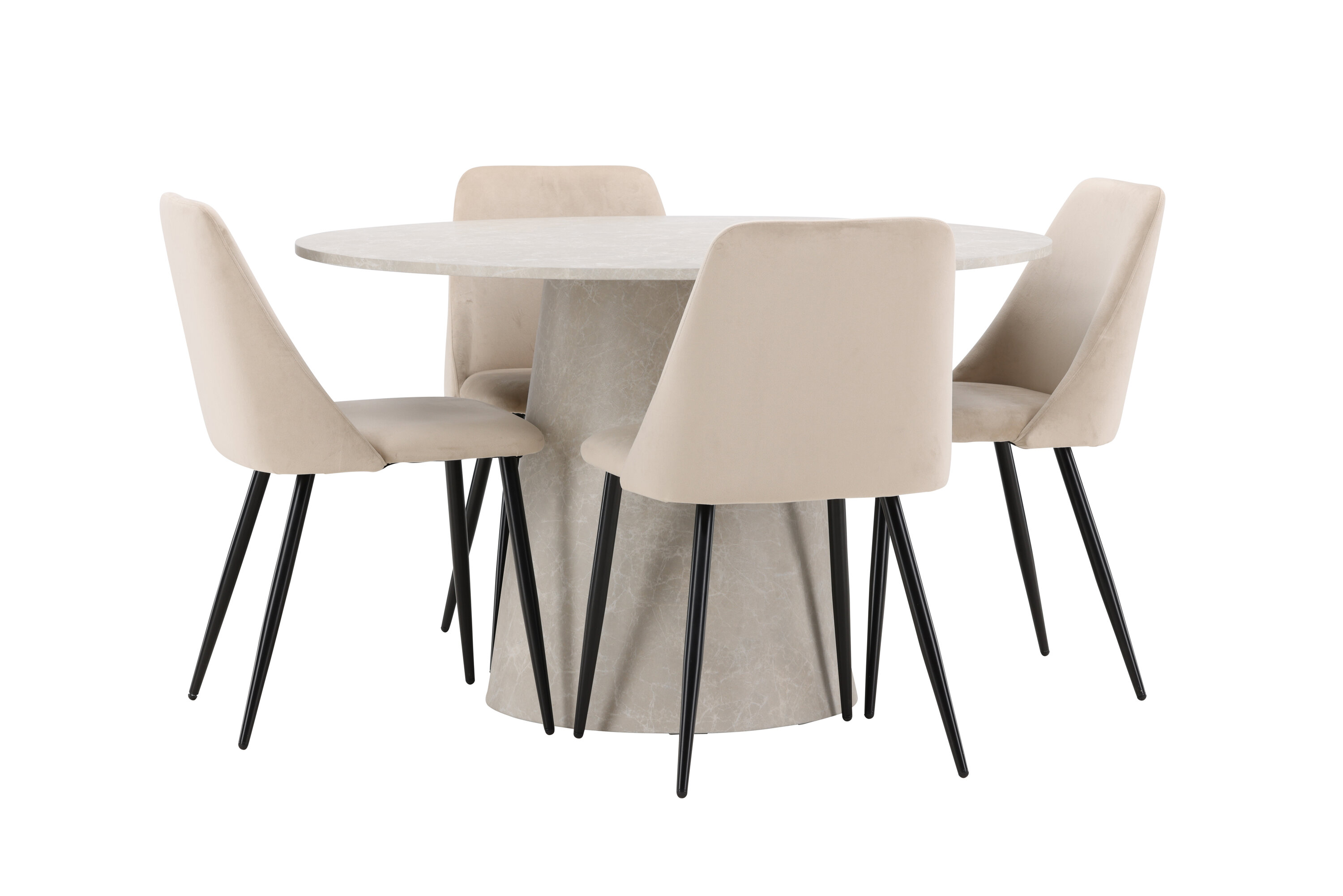 Lanzo, Night ensemble repas rond beige, noir sur fond clair