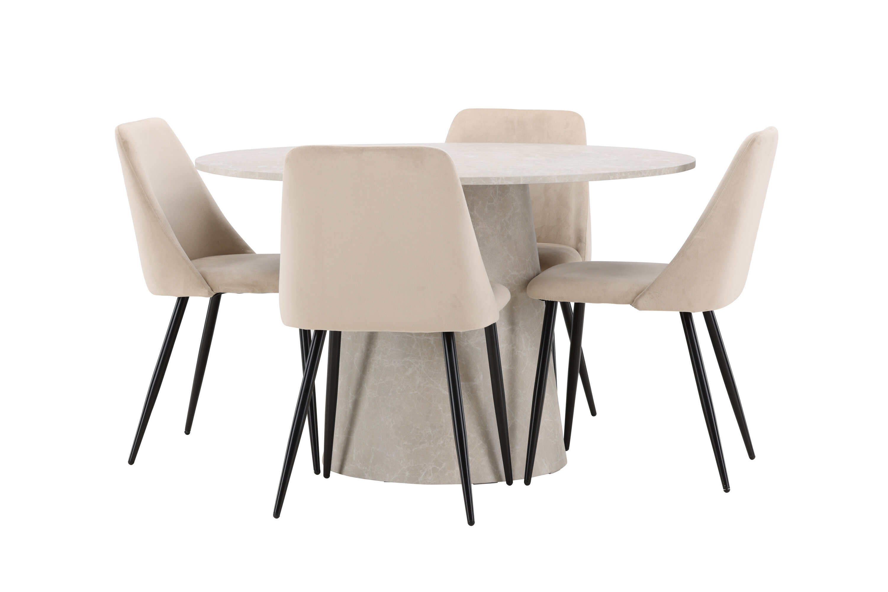 Lanzo, Night ensemble repas rond beige, noir sur fond clair