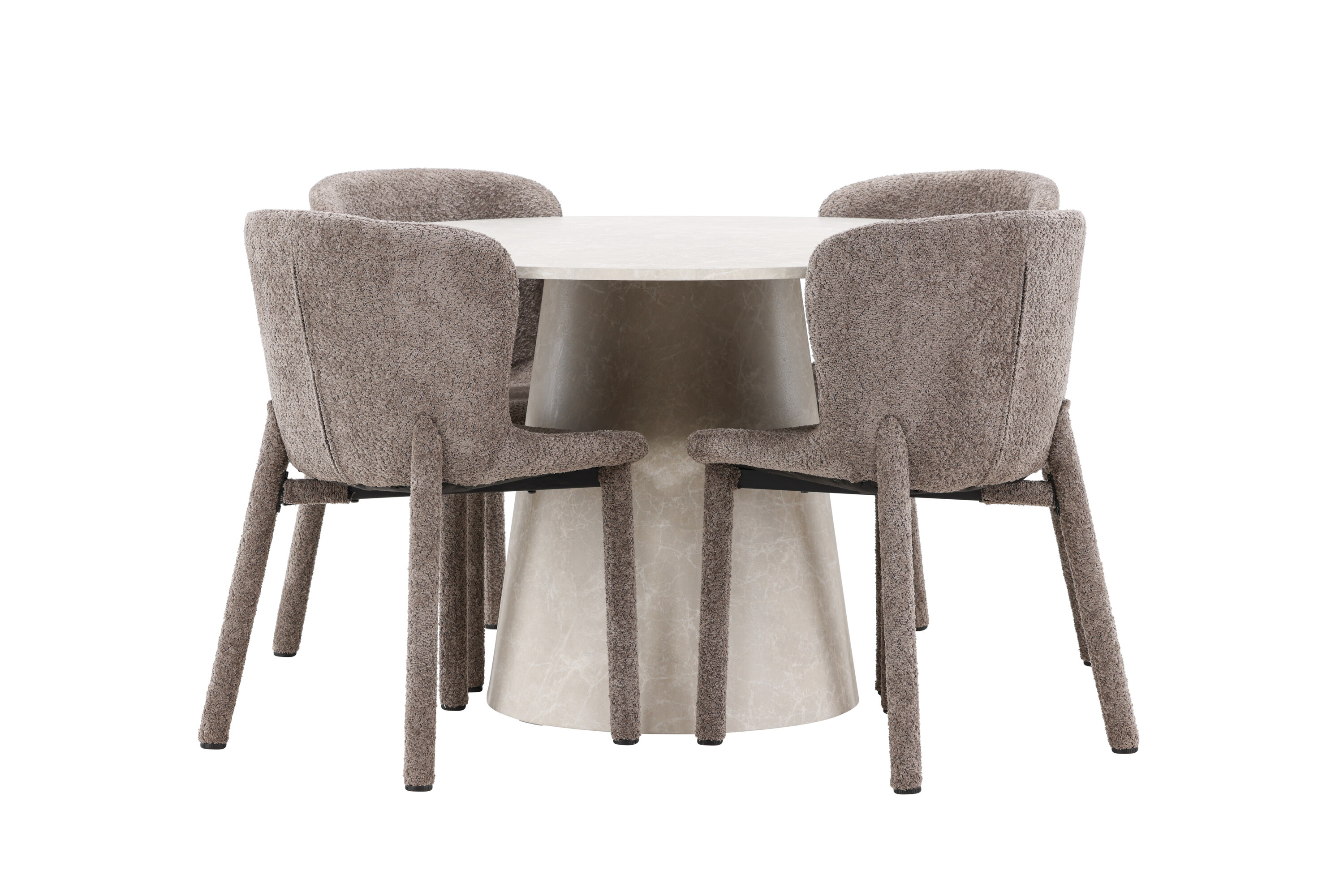 Lanzo, Astoria ensemble repas rond beige, marron sur fond clair