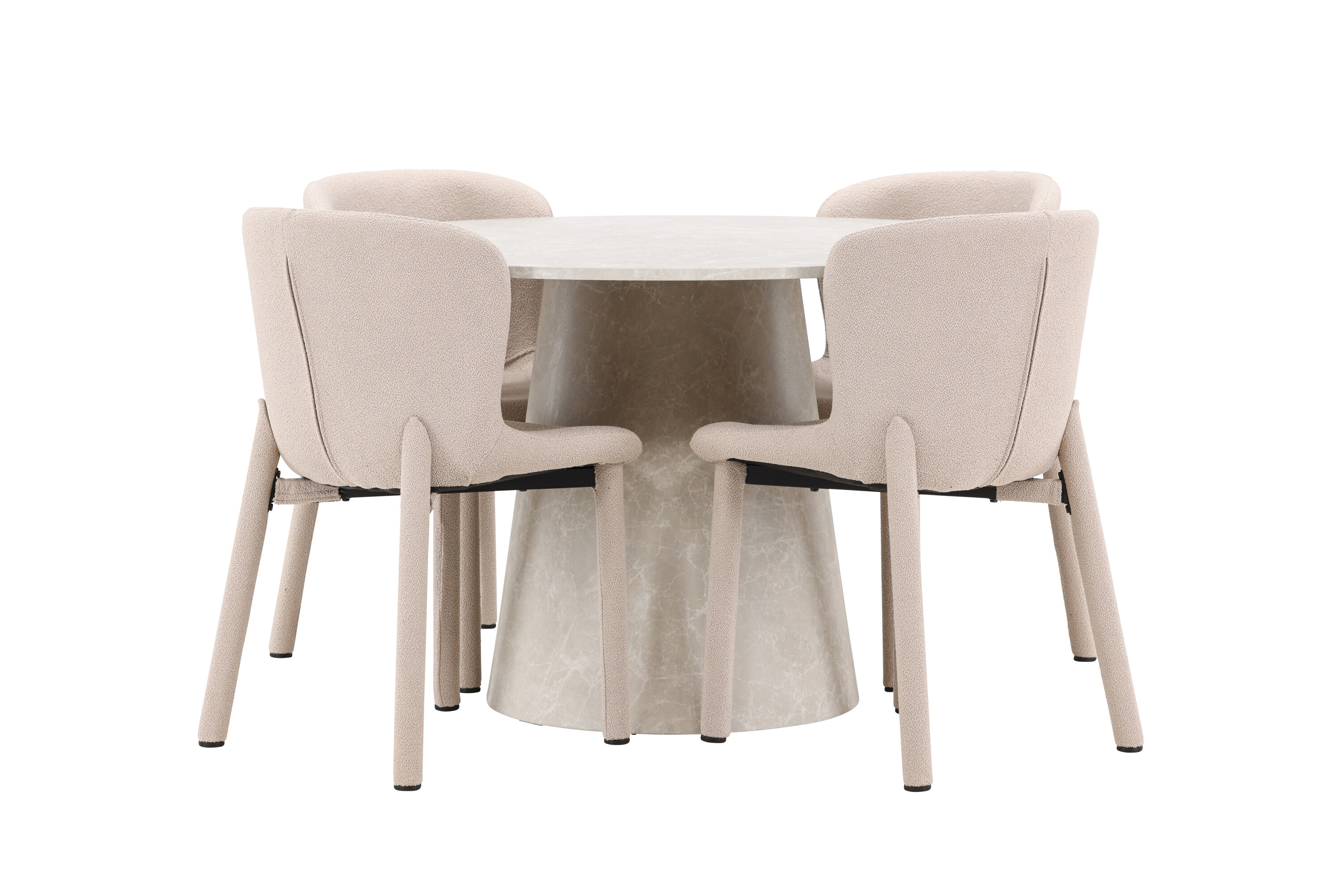 Lanzo, Astoria ensemble repas rond beige sur fond clair