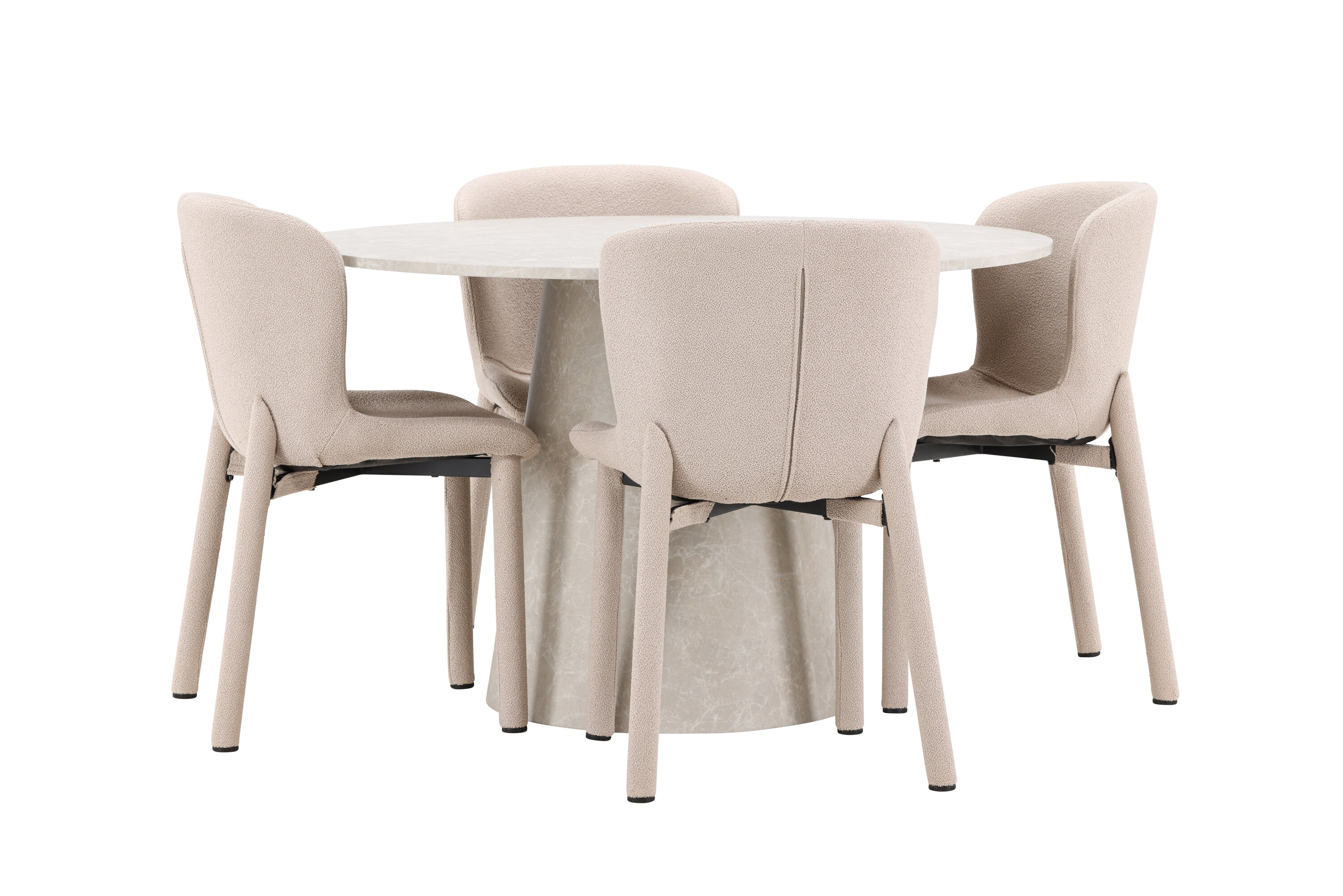 Lanzo, Astoria ensemble repas rond beige sur fond clair