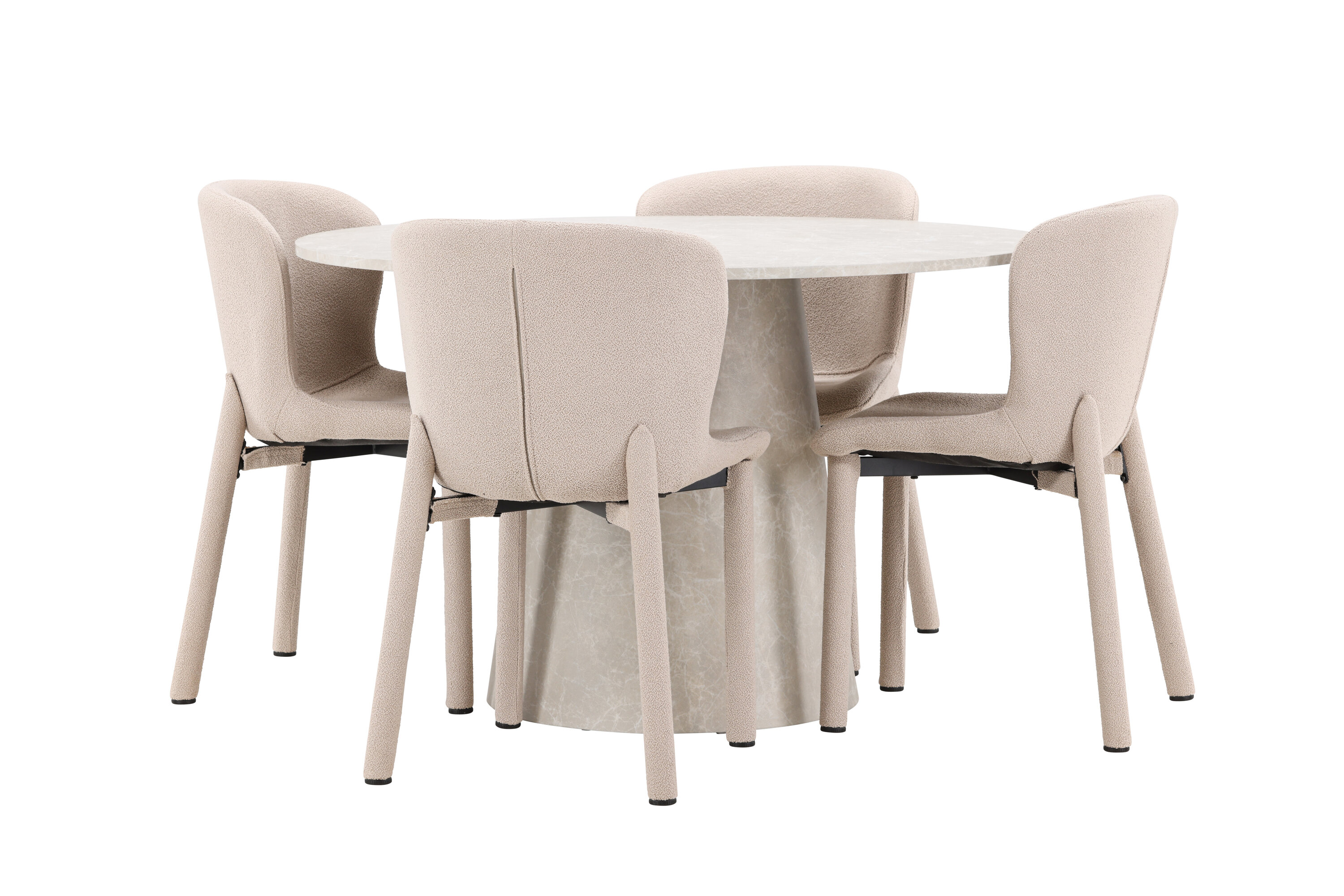 Lanzo, Astoria ensemble repas rond beige sur fond clair
