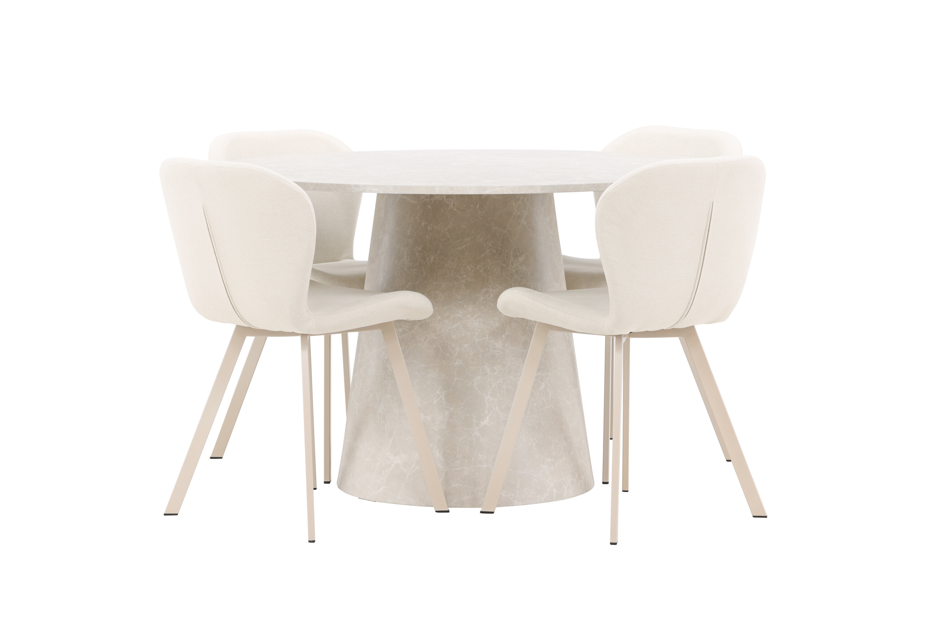 Lanzo, Lilja ensemble repas rond beige sur fond clair