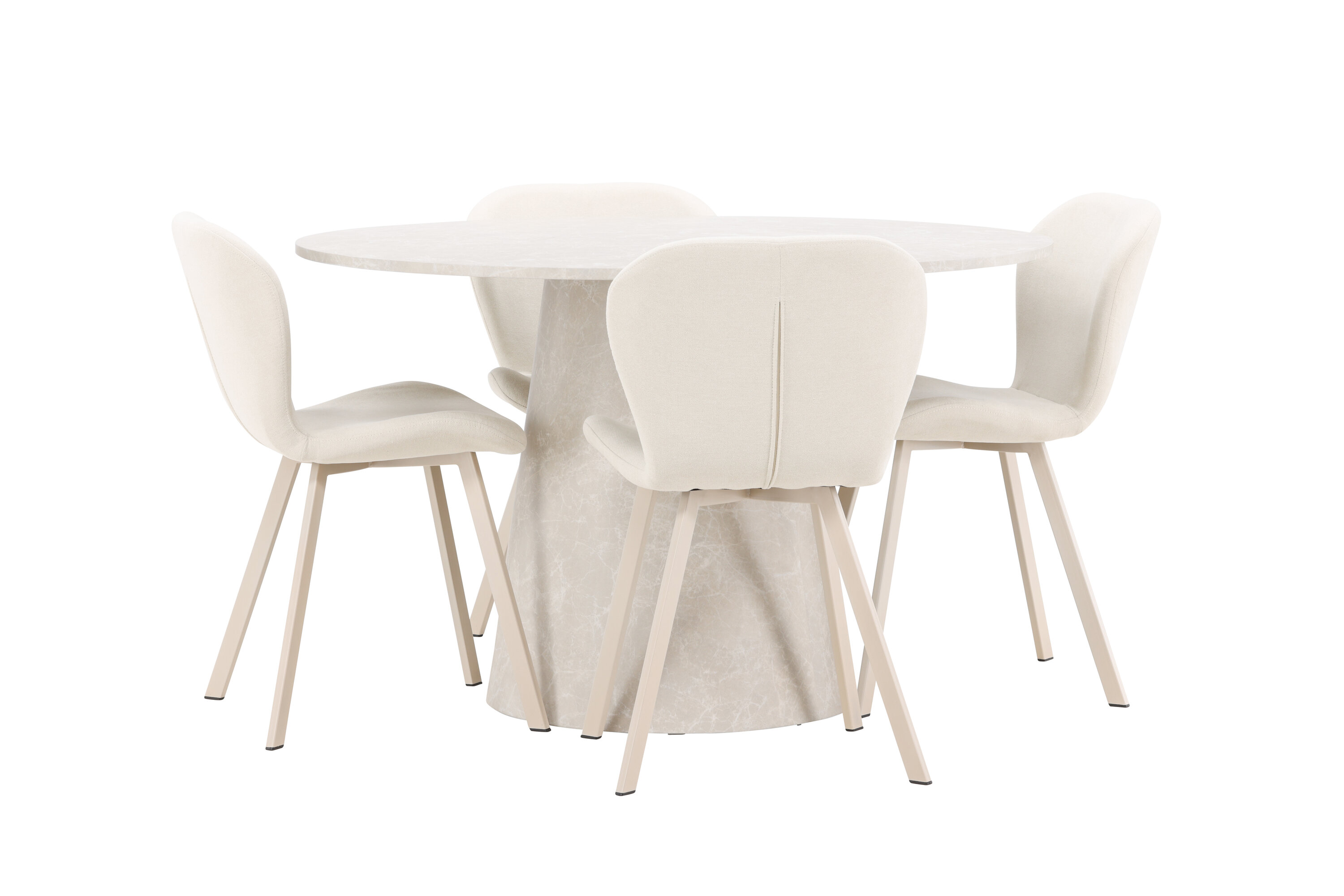 Lanzo, Lilja ensemble repas rond beige sur fond clair
