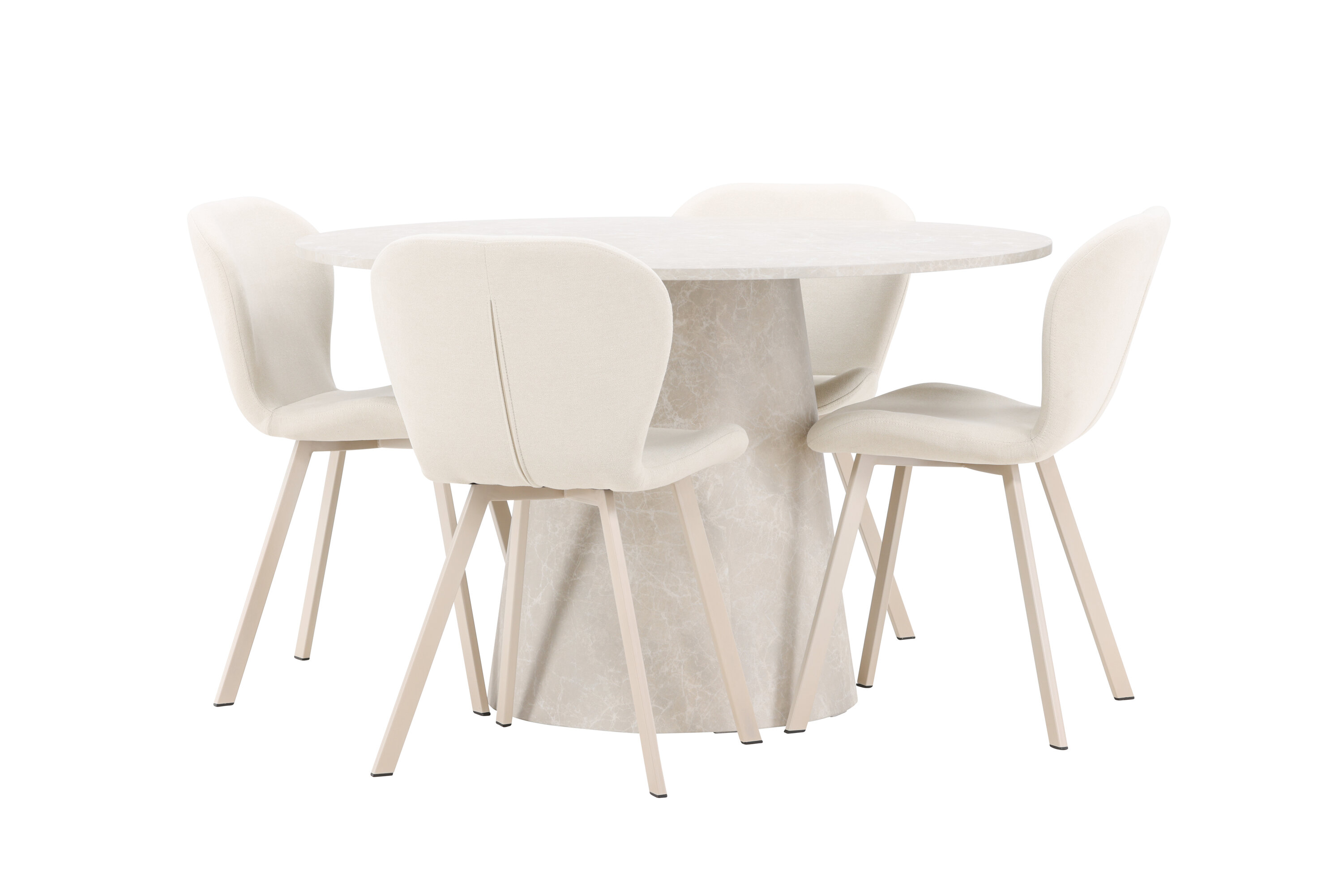 Lanzo, Lilja ensemble repas rond beige sur fond clair