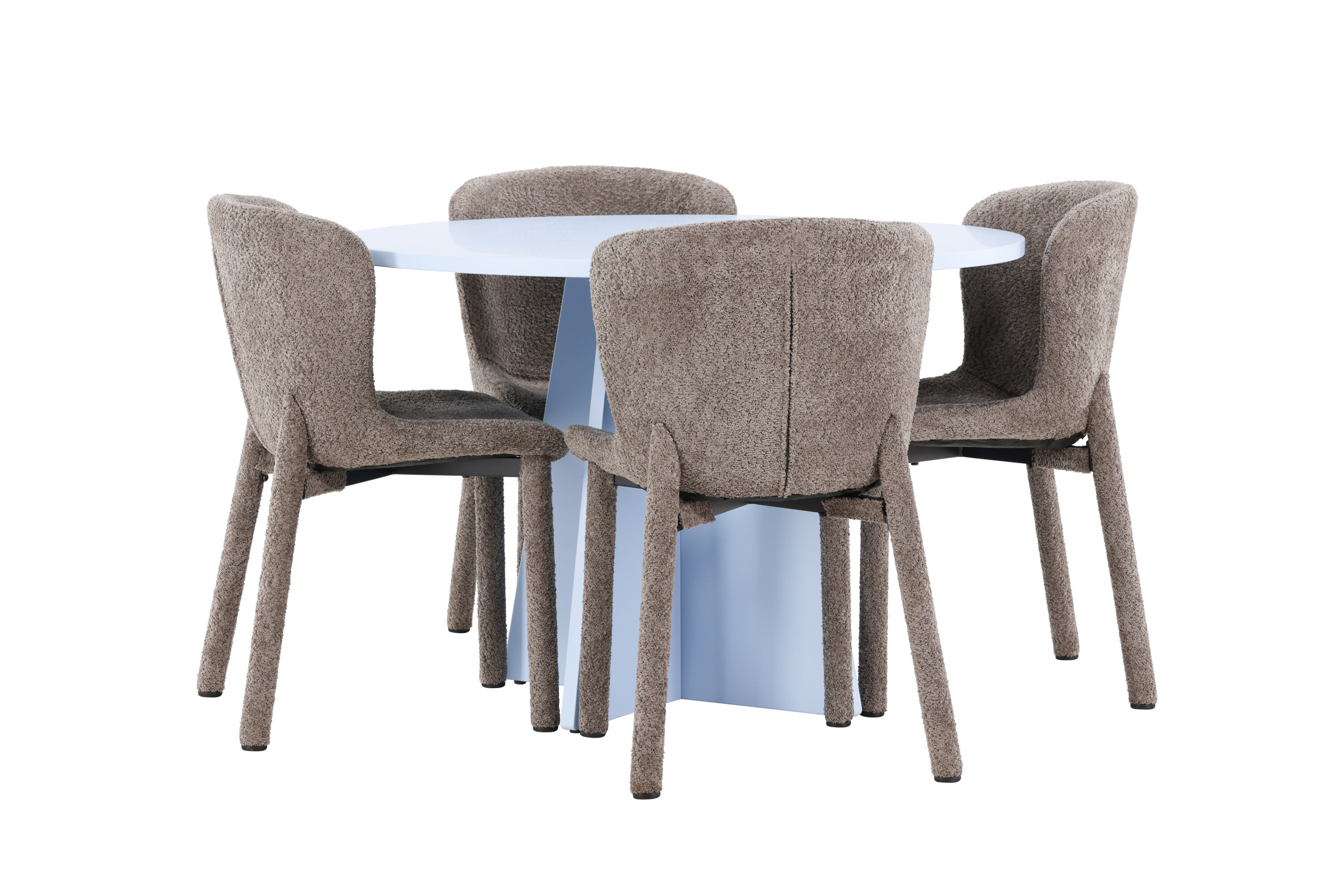 Bootcut, Astoria ensemble repas rond bleu, marron sur fond clair