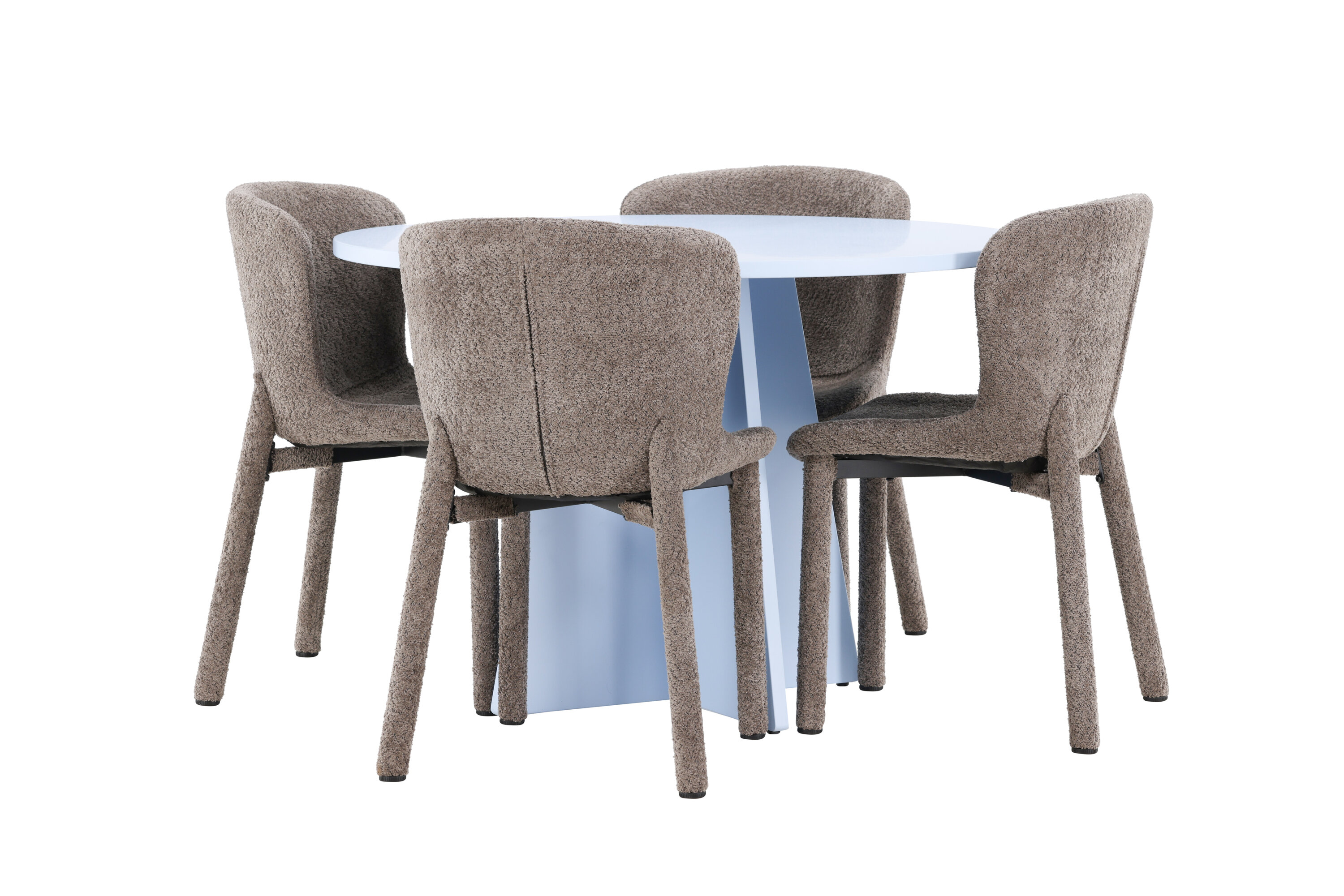 Bootcut, Astoria ensemble repas rond bleu, marron sur fond clair