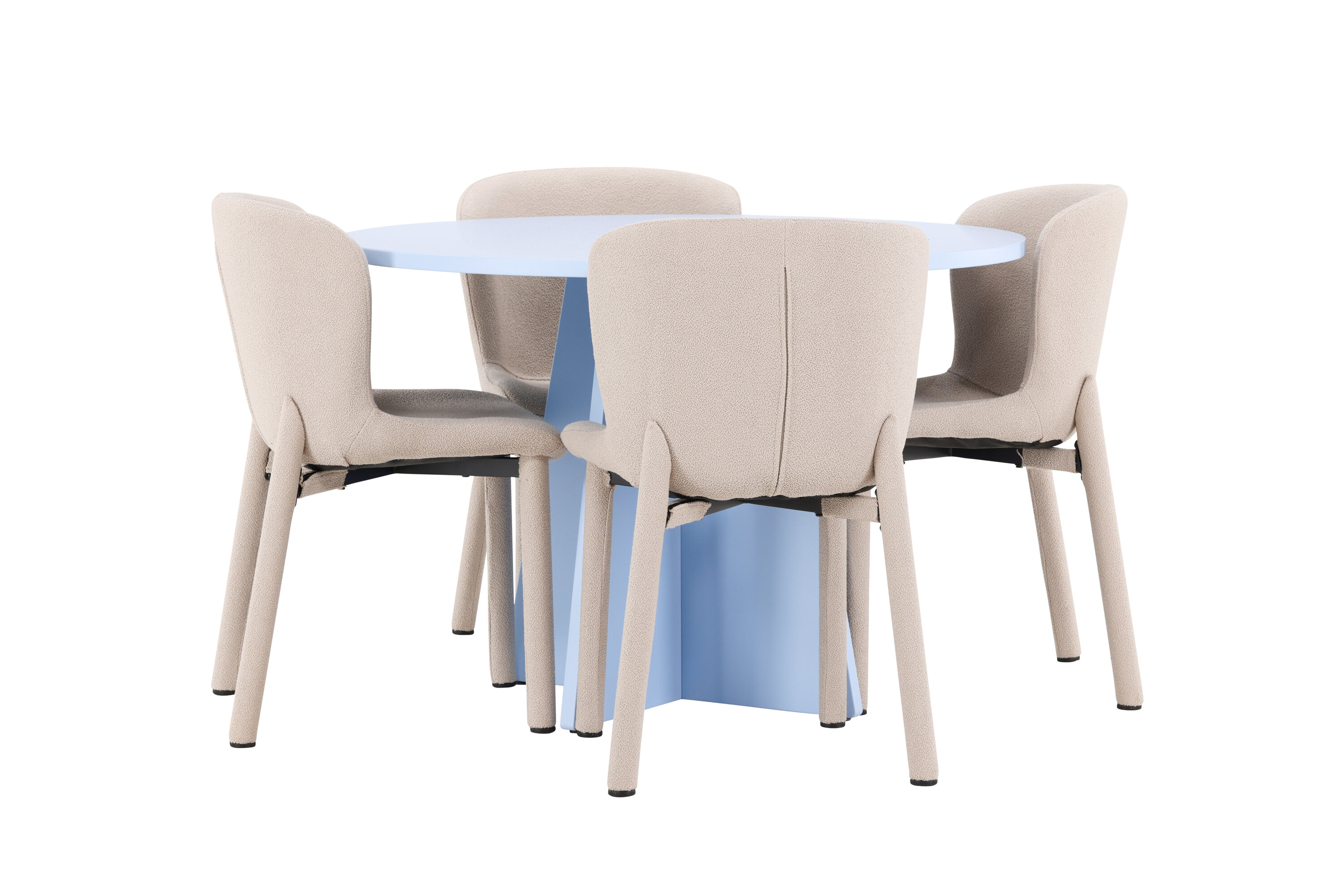Bootcut, Astoria ensemble repas rond bleu, beige sur fond clair
