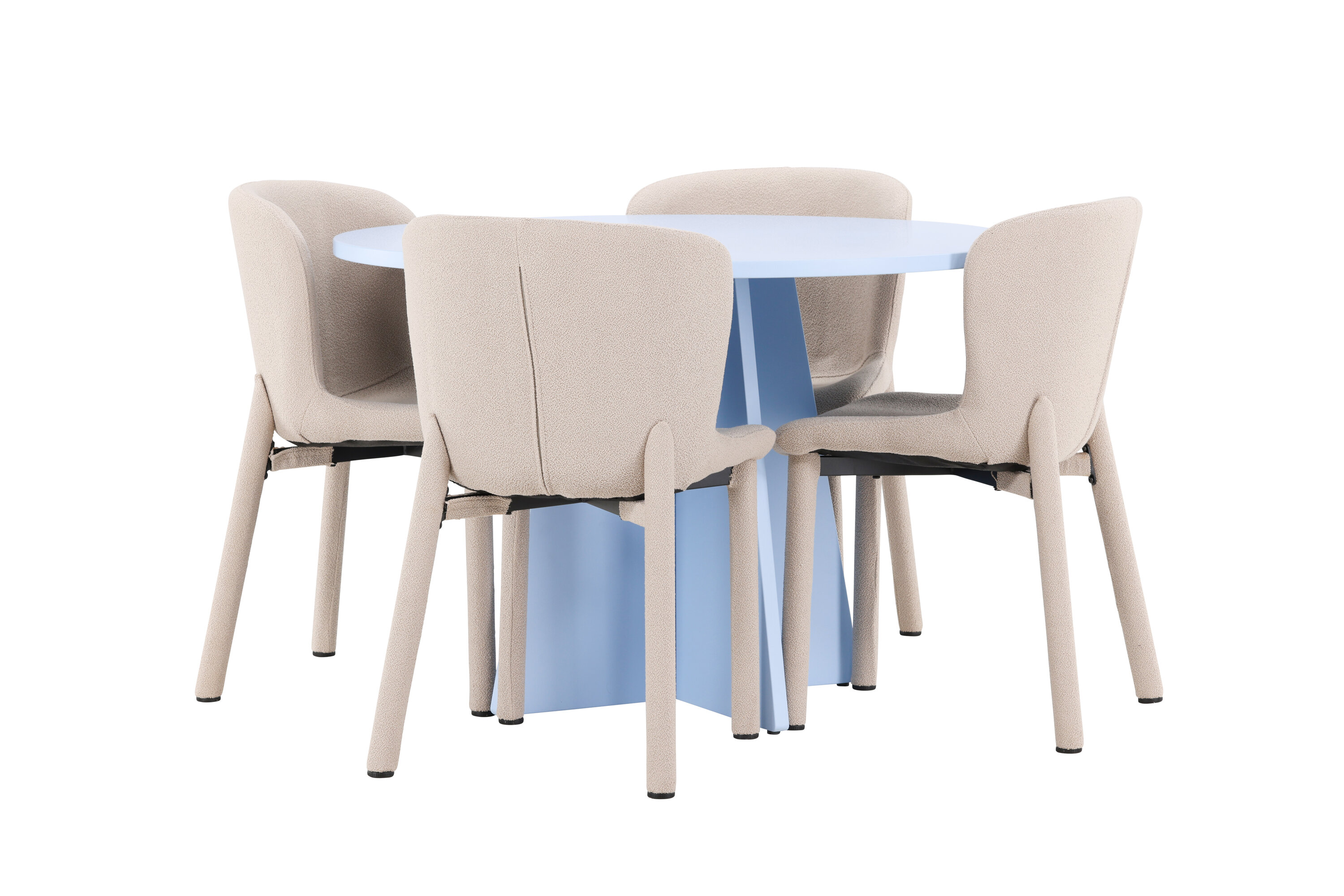 Bootcut, Astoria ensemble repas rond bleu, beige sur fond clair