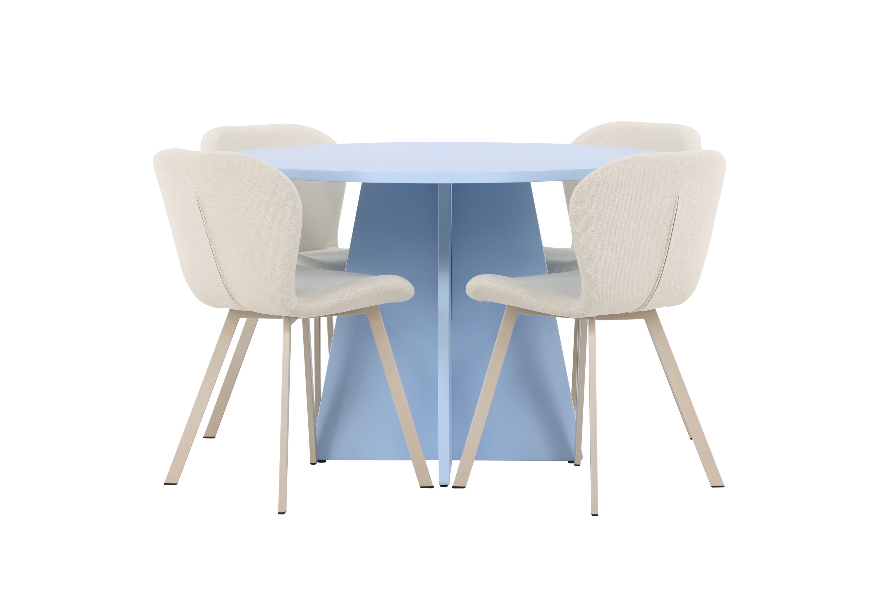 Bootcut, Lilja ensemble repas rond bleu, beige sur fond clair
