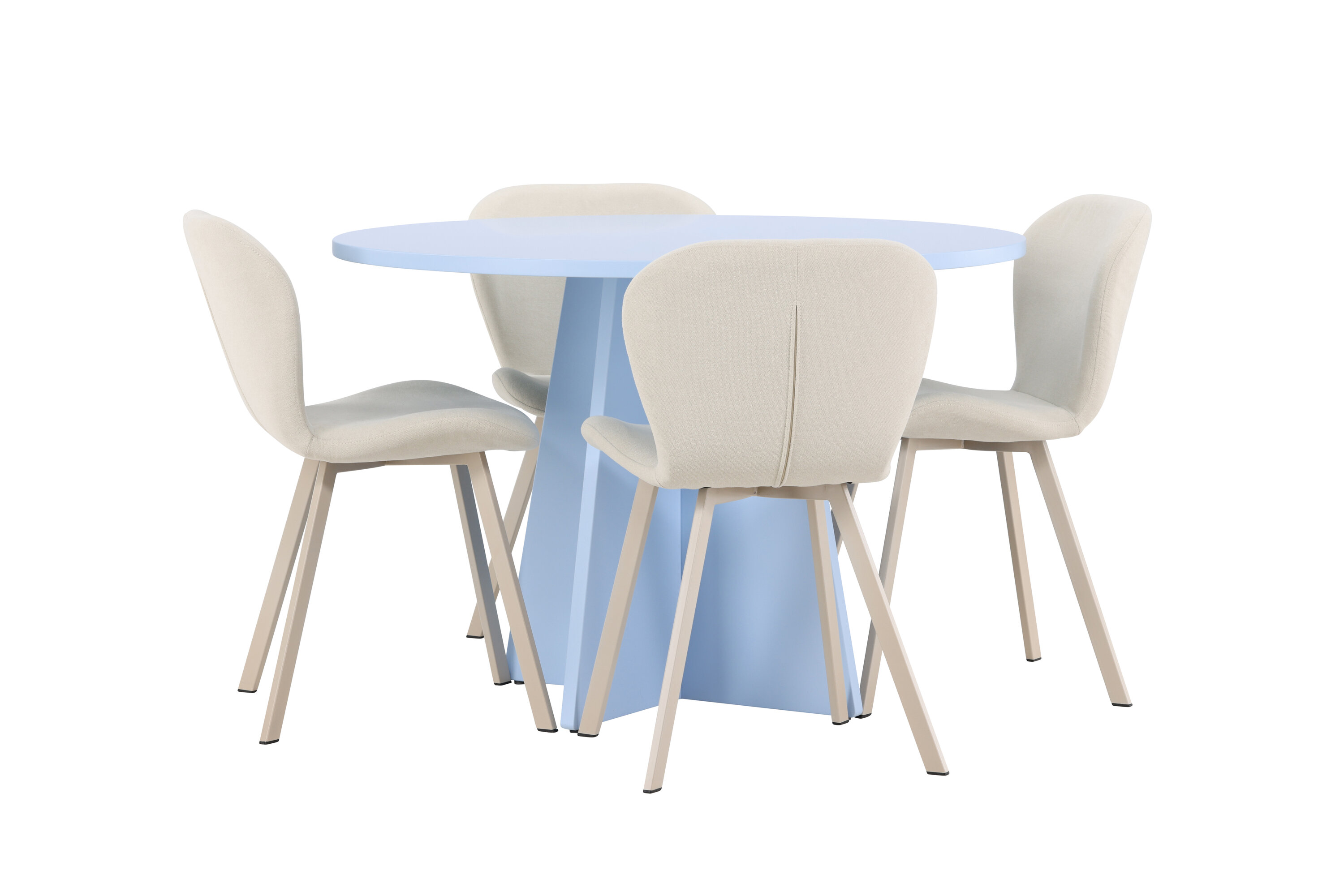 Bootcut, Lilja ensemble repas rond bleu, beige sur fond clair