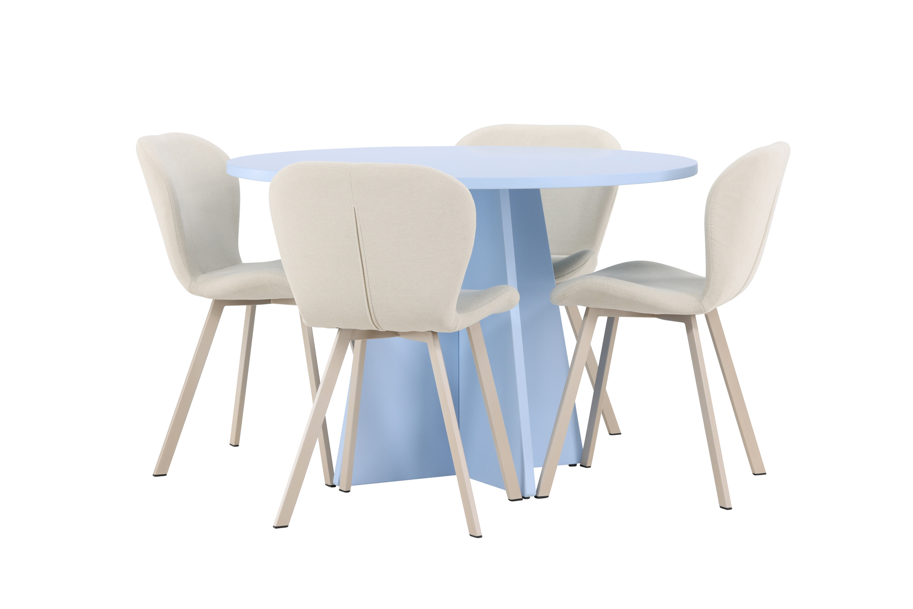 Bootcut, Lilja ensemble repas rond bleu, beige sur fond clair
