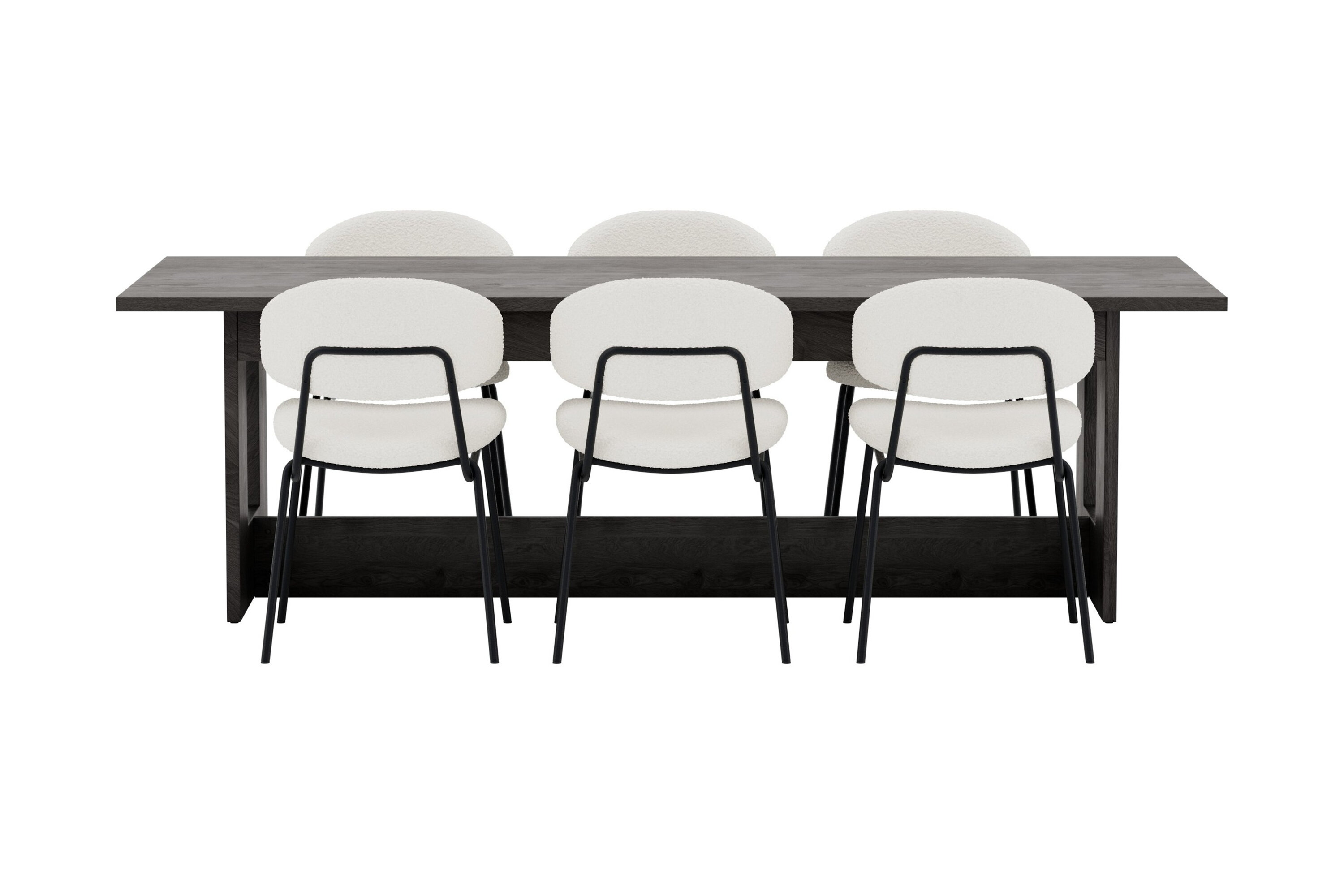 Milly, Chico ensemble repas rectangulaire noir, blanc sur fond clair
